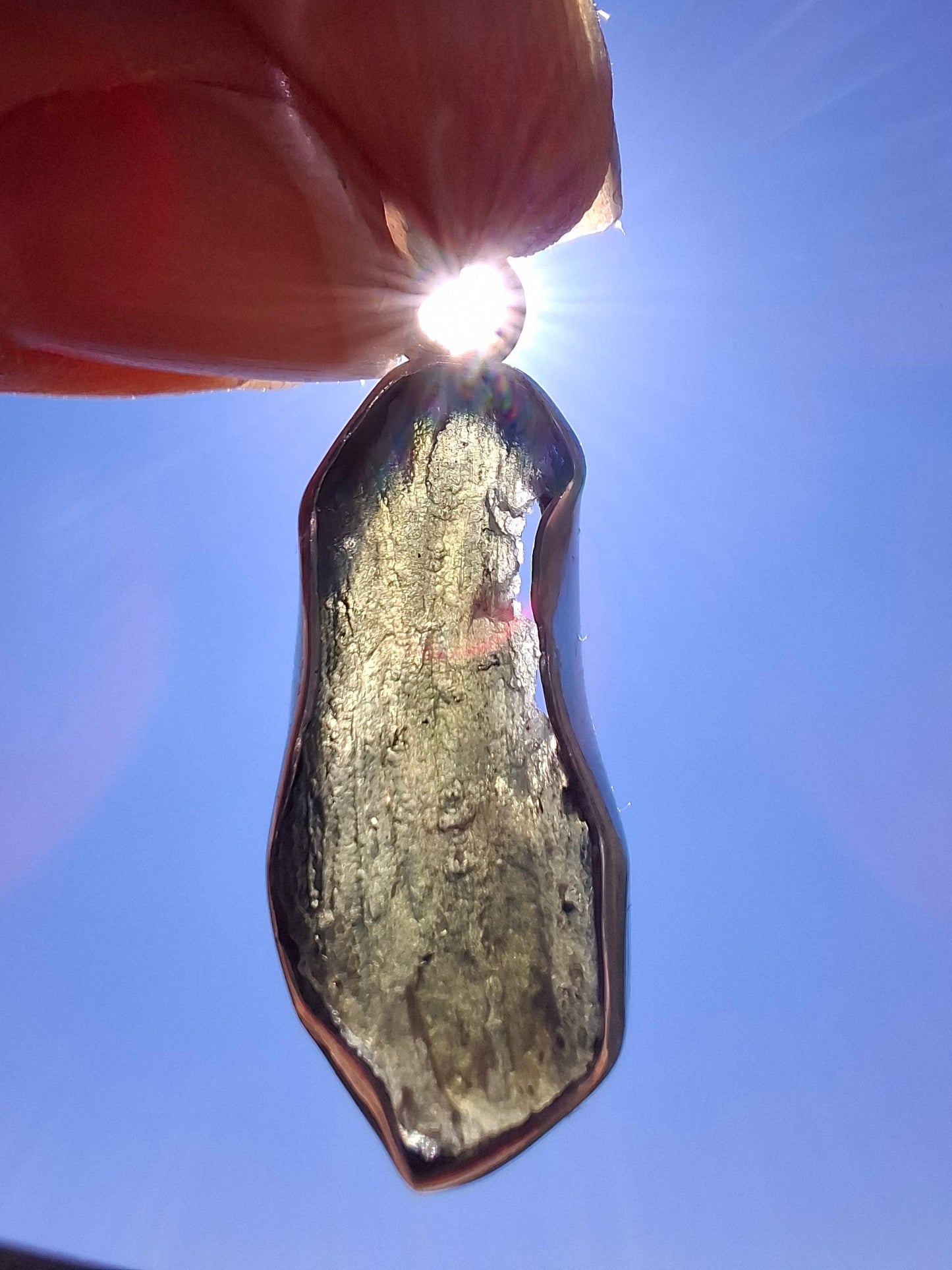 Moldavite Pendant, 925 Silver, Tektite (Ref: P445)