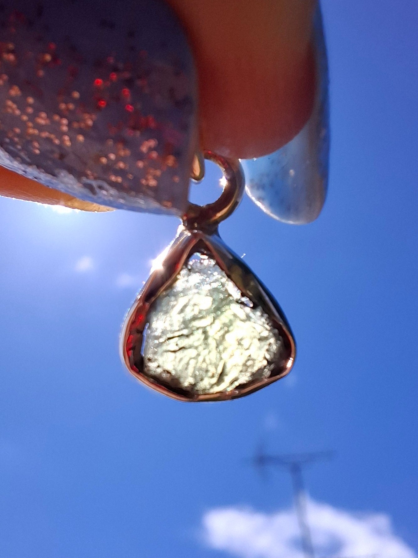 Moldavite Pendant, 925 Silver, Tektite (Ref: P69)
