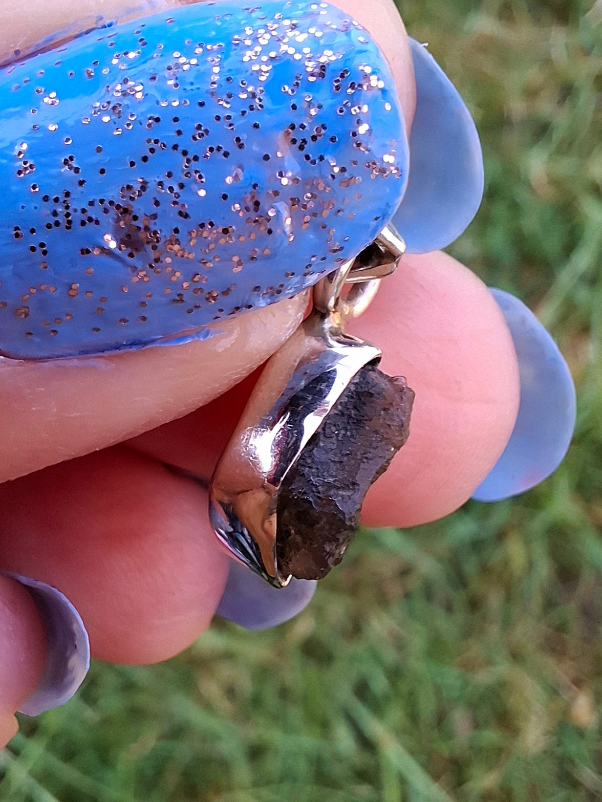 Moldavite Pendant, 925 Silver, Tektite (Ref:P41)