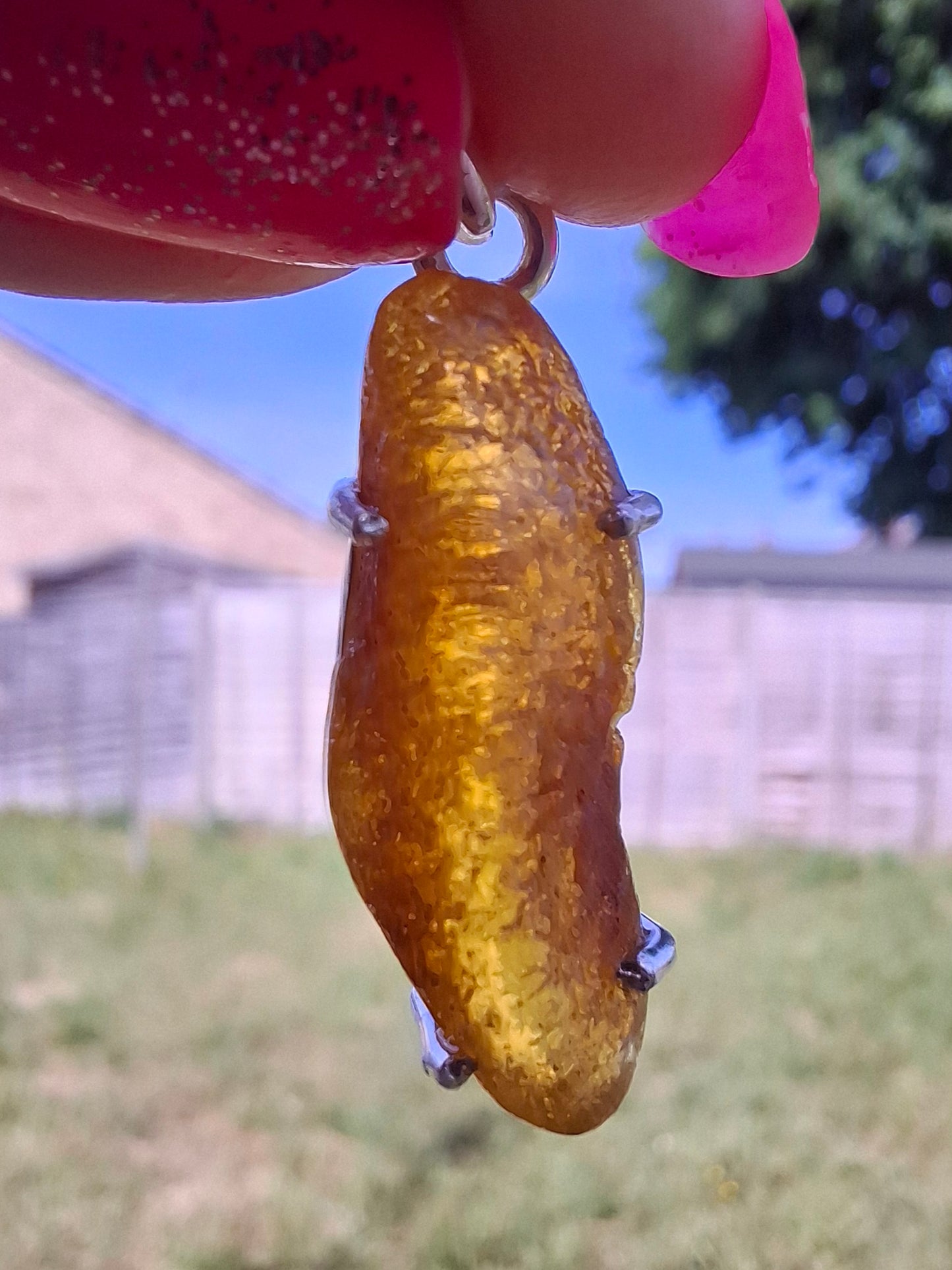 Baltic Amber Pendant, 925 Silver, Fossil (Ref: AP3)