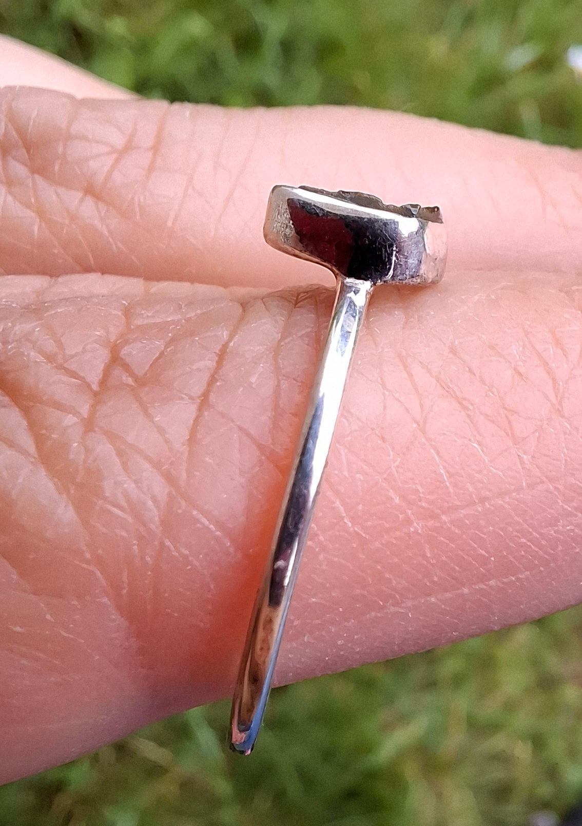 Moldavite Ring, size small S, 925 Silver, Tektite (Ref: R66)