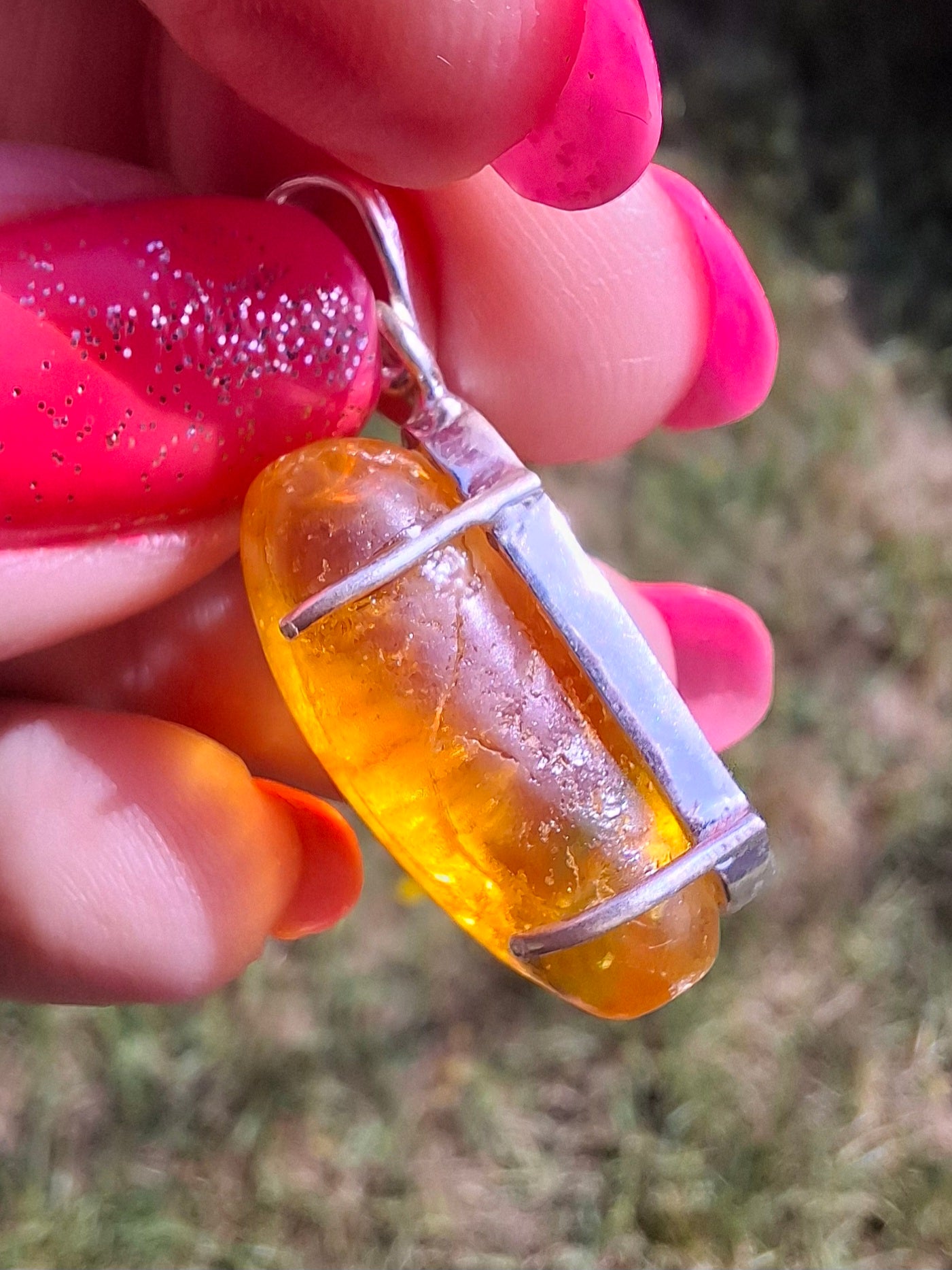 Baltic Amber Pendant, 925 Silver, Fossil (Ref: AP13)