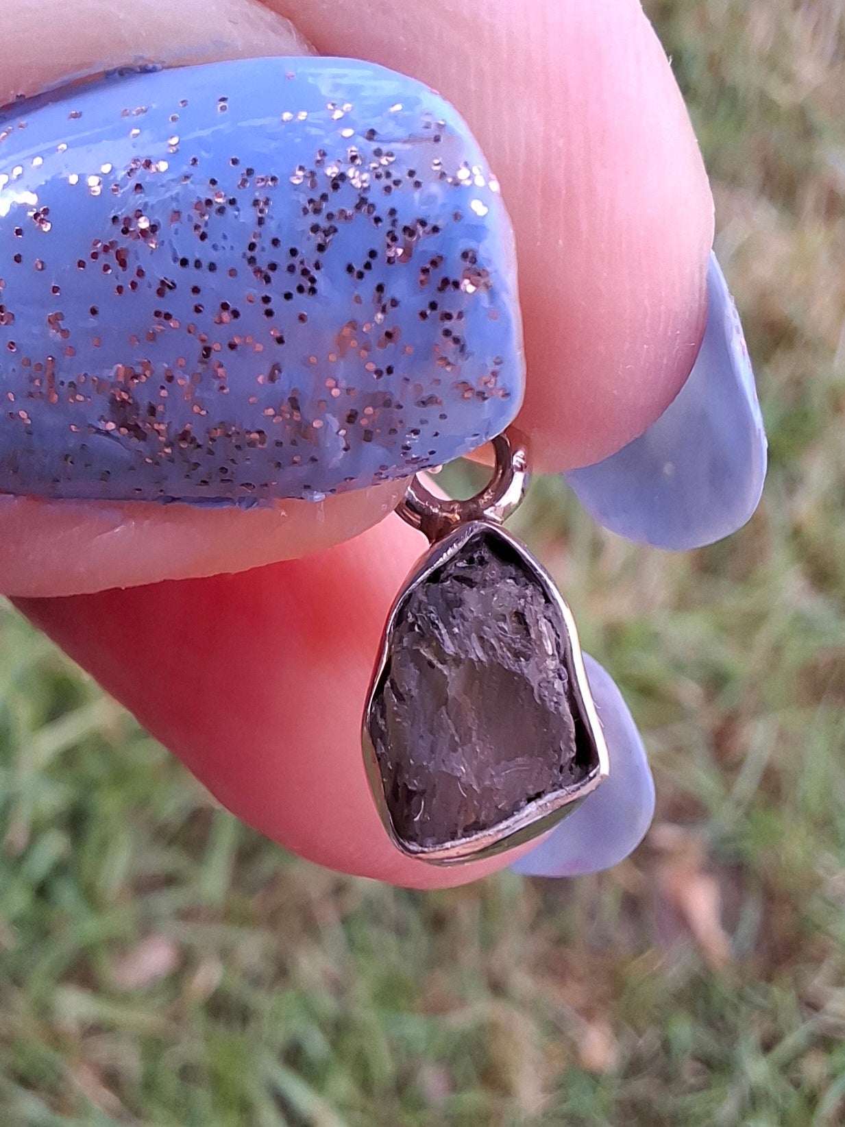 Moldavite Piece, 925 Silver, Tektite (Ref: P54)