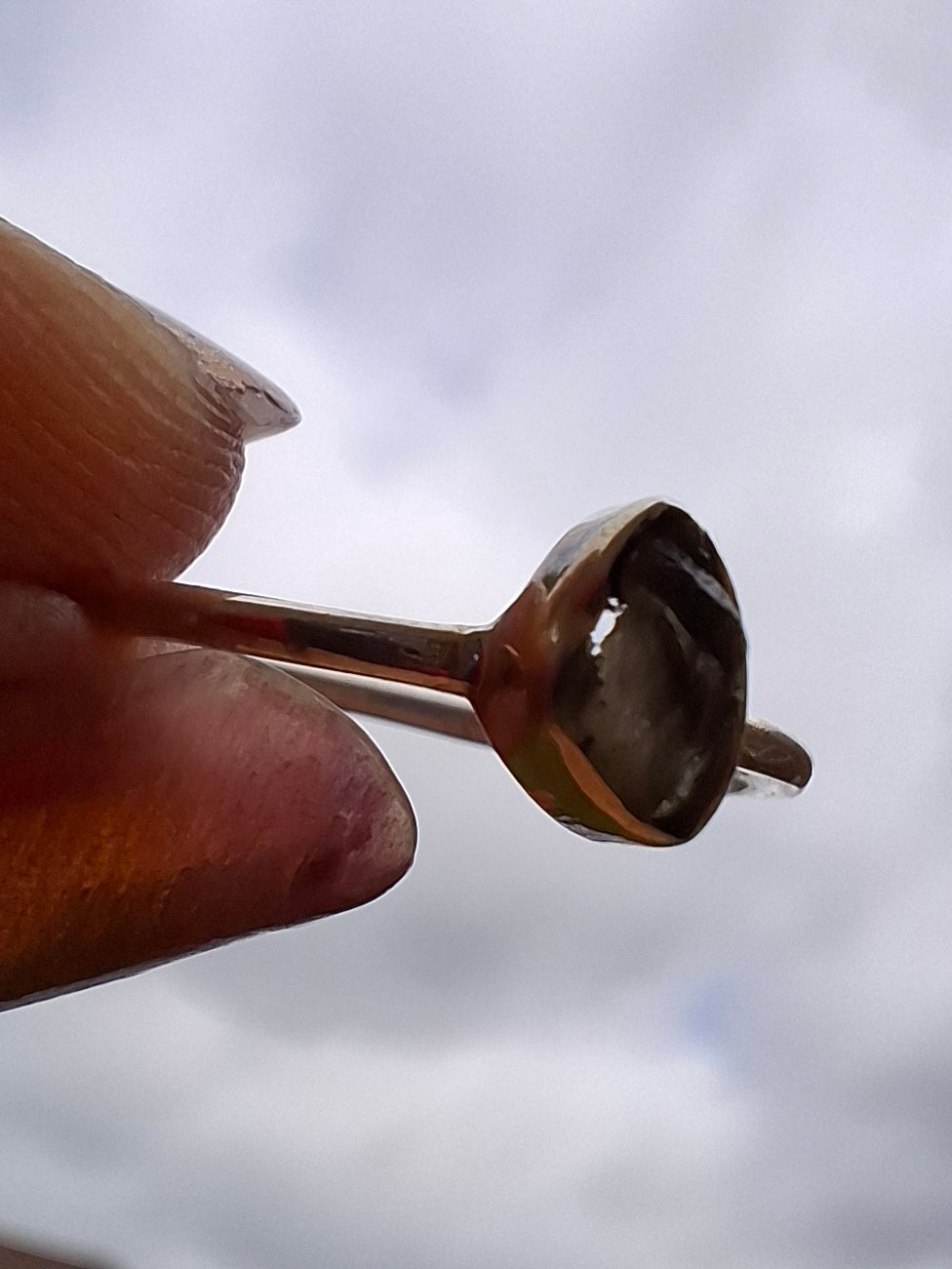 Moldavite Ring, size large M, 925 Silver, Tektite (Ref: R51)