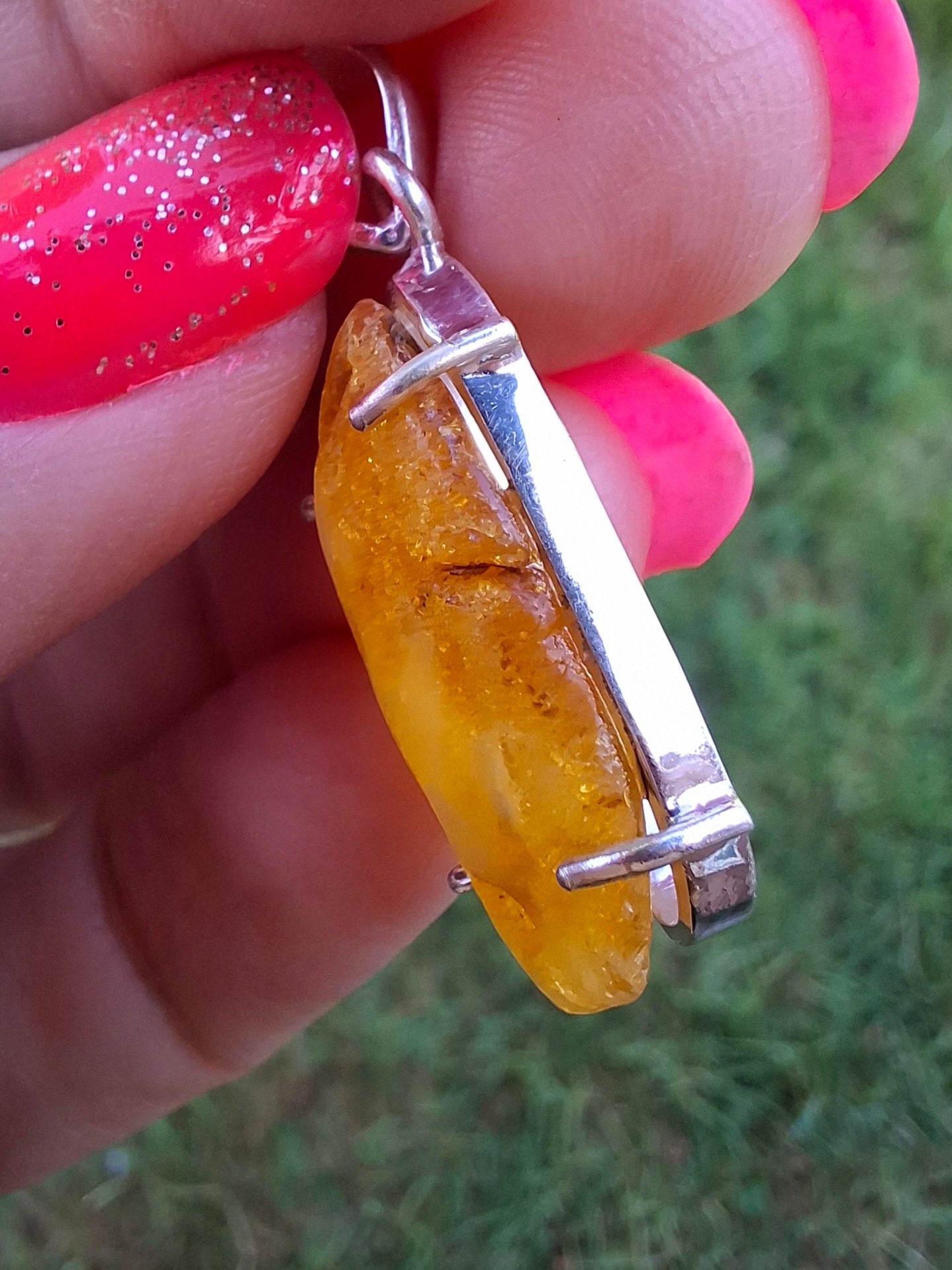 Baltic Amber Pendant, 925 Silver, Fossil (Ref: AP2)