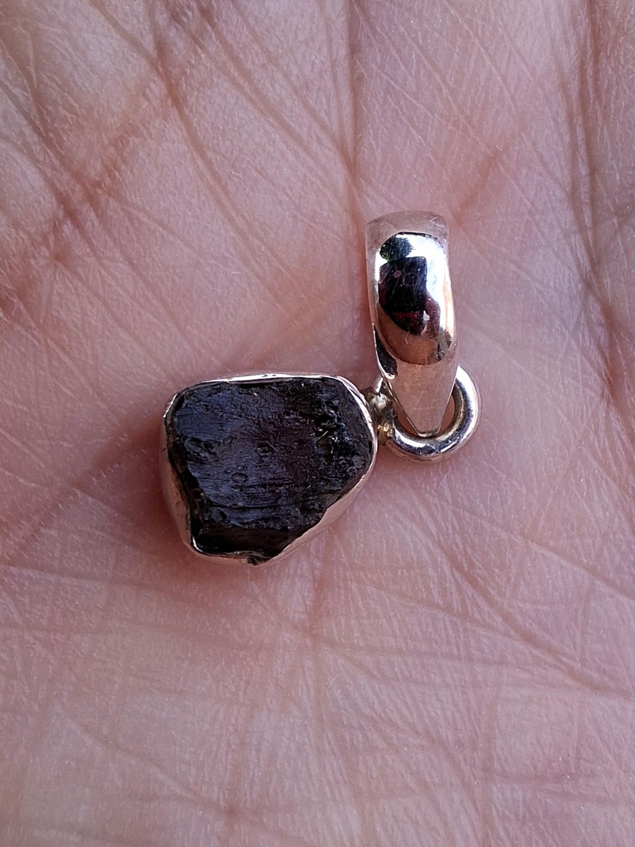 Moldavite Pendant, 925 Silver, Tektite (Ref: P56)