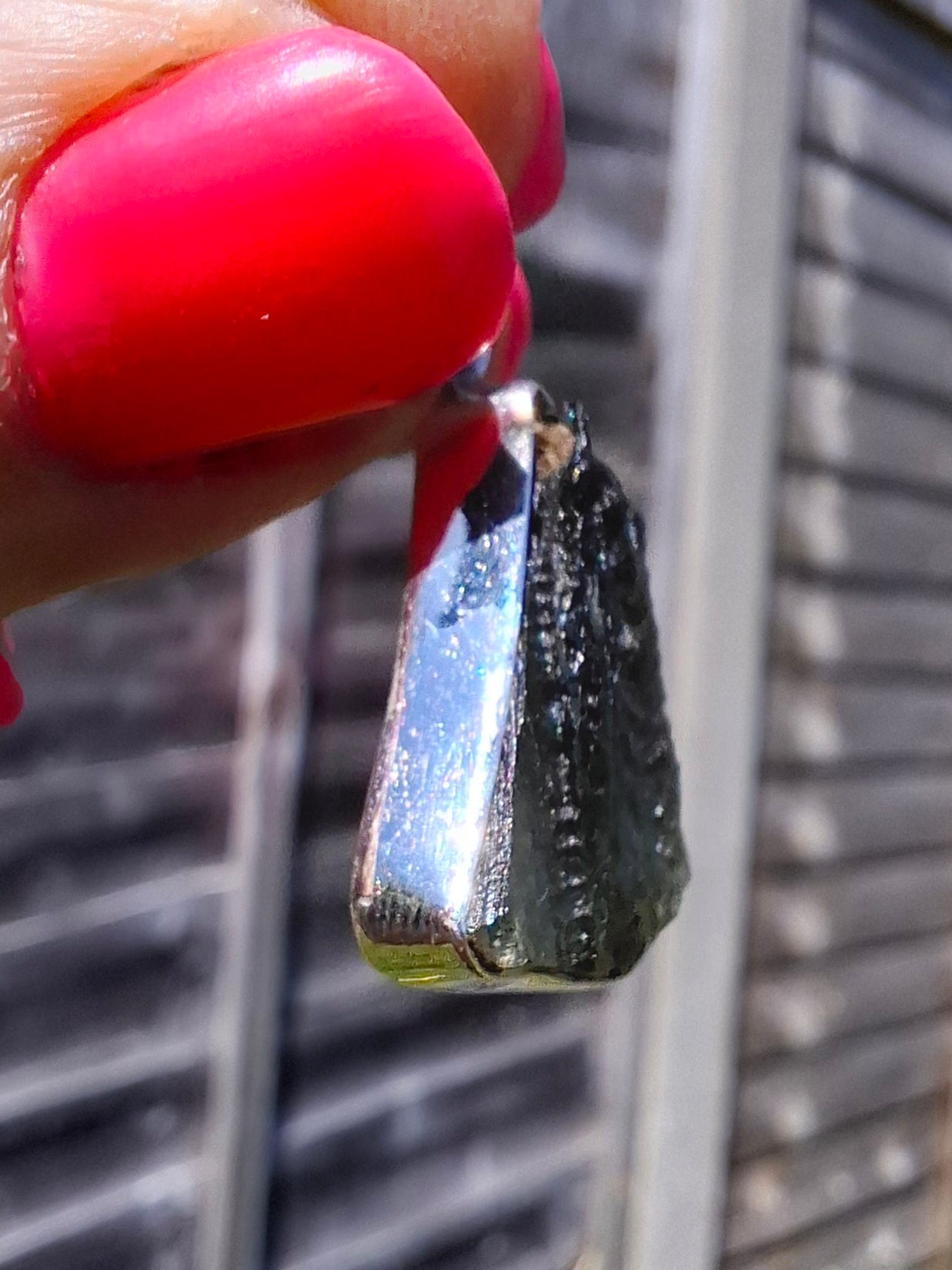 Moldavite Pendant, 925 Silver, Tektite (Ref: P432)