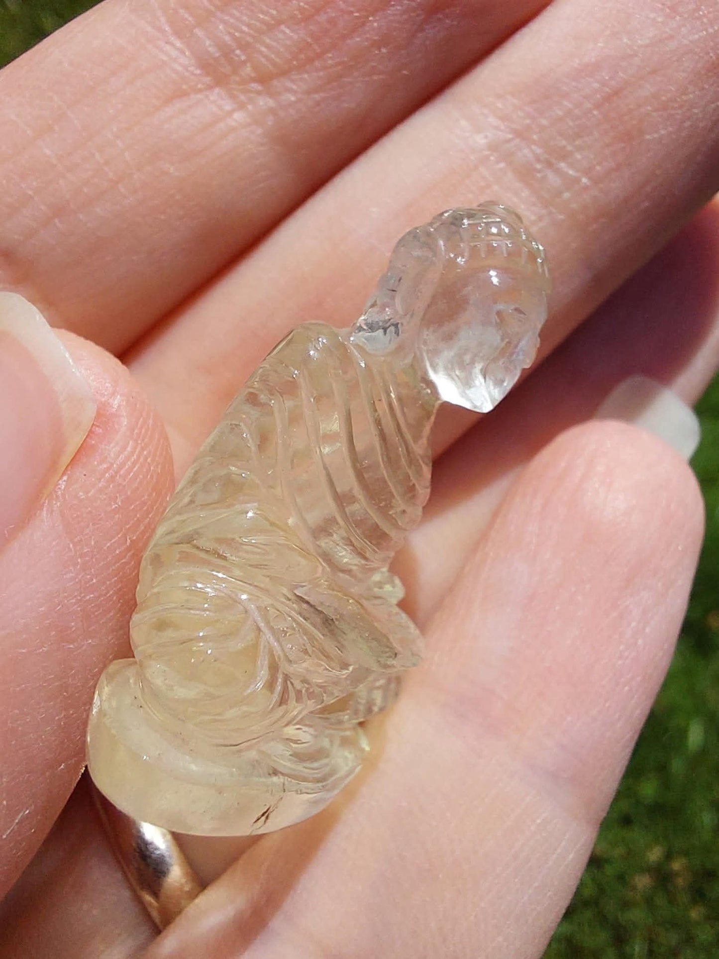Libyan Desert Glass BUDDHA Carving, 7.56g, Tektite (Ref: LDG B0)