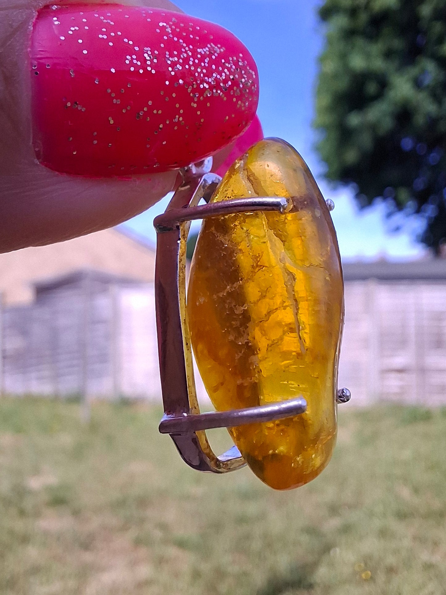 Baltic Amber Pendant, 925 Silver, Fossil (Ref: AP13)