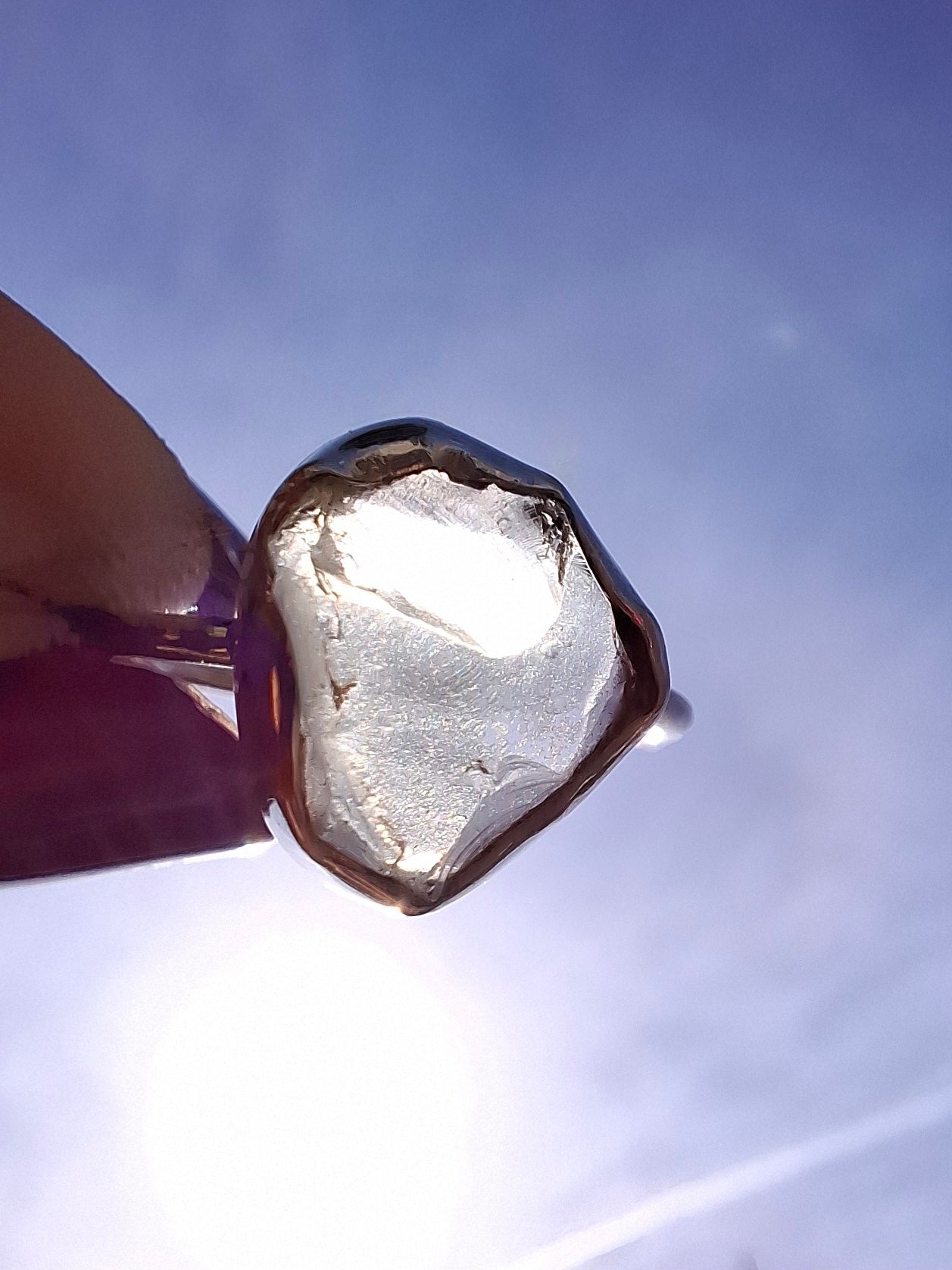 Libyan Desert Glass Ring, size small R, 925 Silver, Tektite (Ref: LR38)