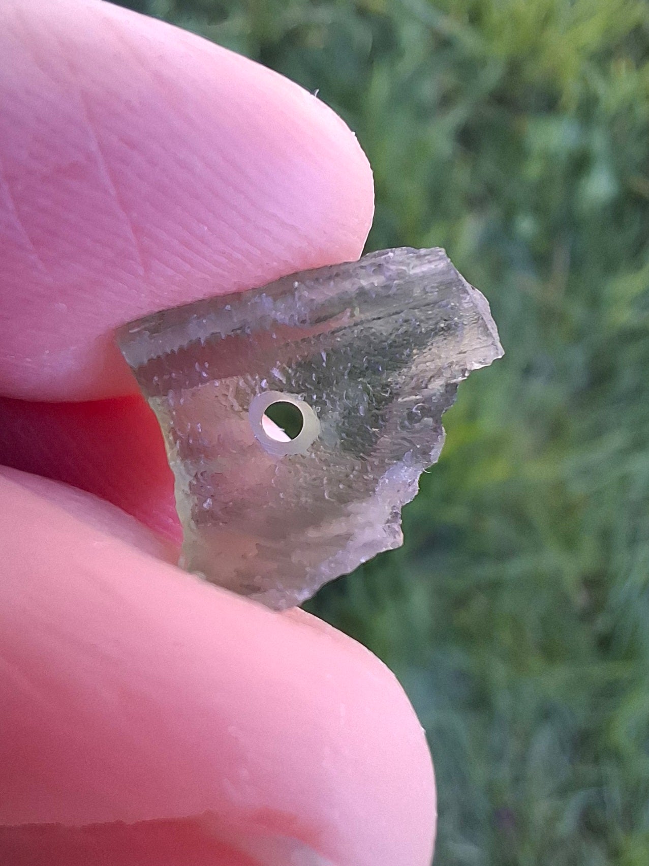 DRILLED, Moldavite Piece, 0.74g, Tektite (Ref: D13)