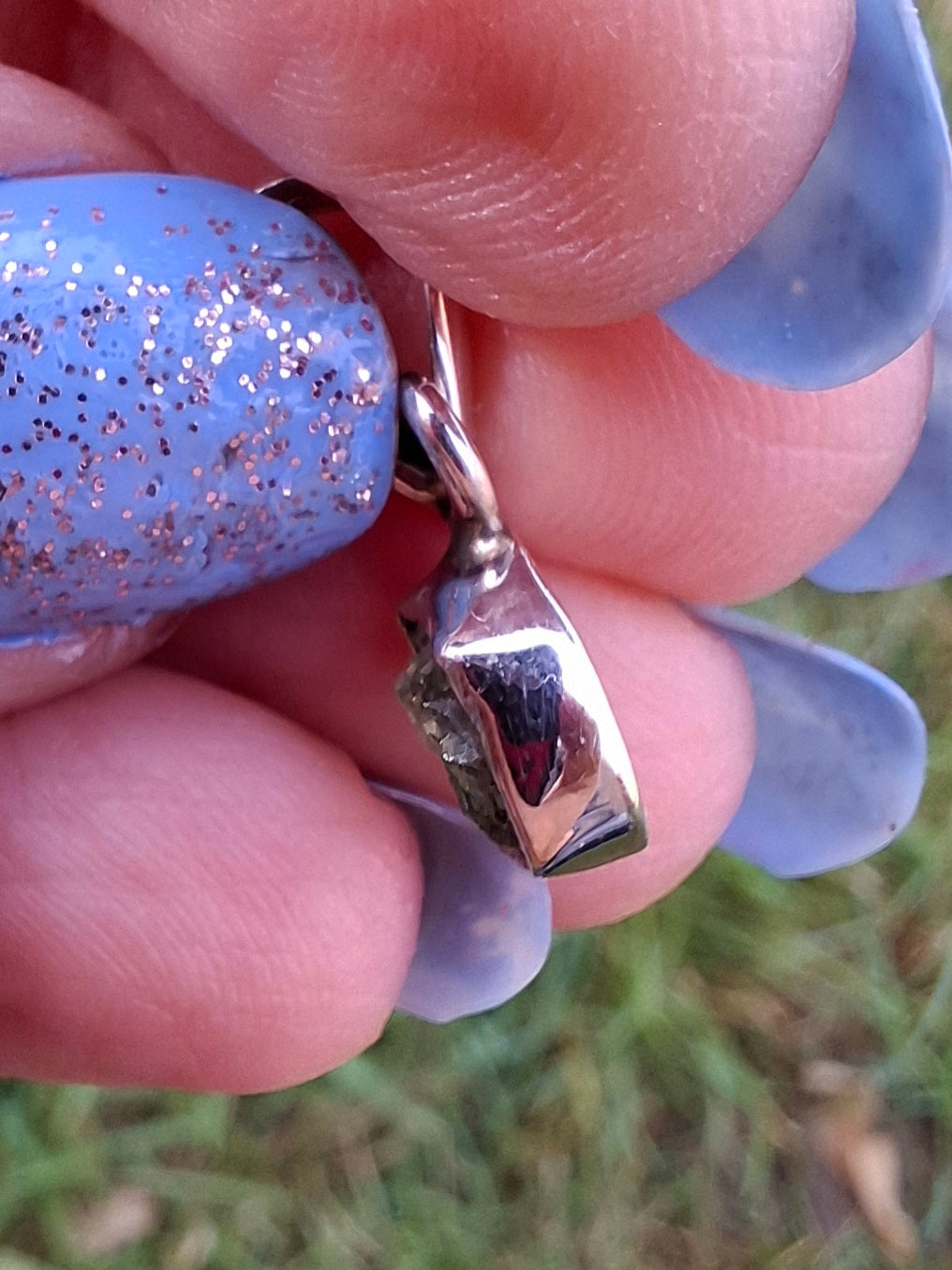 Moldavite Pendant, 925 Silver, Tektite (Ref: P53)