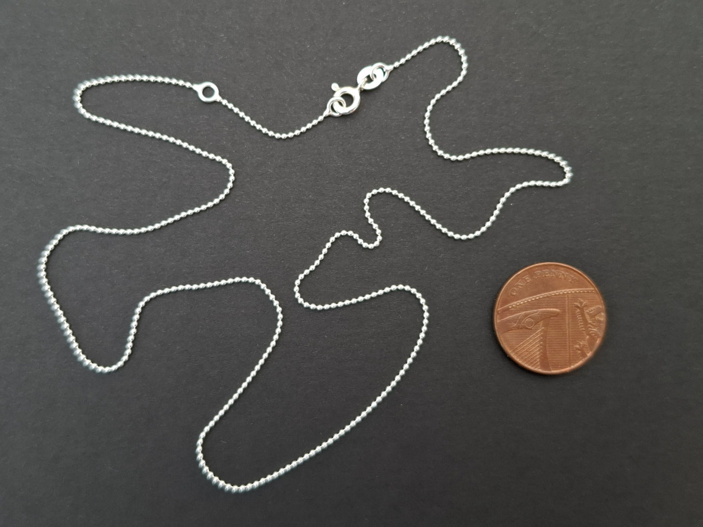 Bead Round, 1.0mm, 18 inch, 925 Silver CHAIN (Ref chain-3)