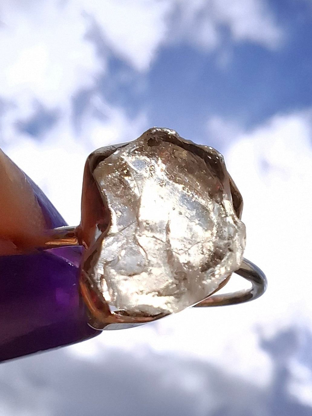 Libyan Desert Glass Ring, size large R/small S, 925 Silver, Tektite (Ref: LR43)