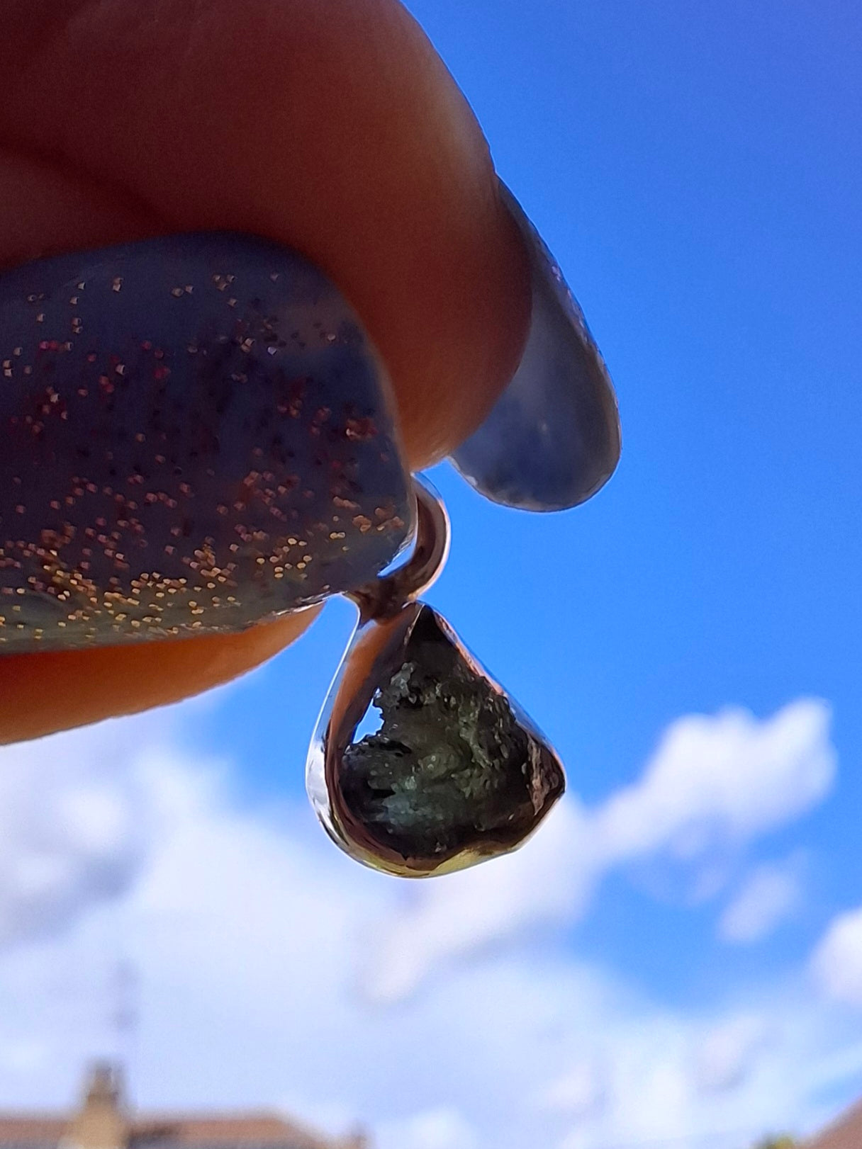 Moldavite Pendant, 925 Silver, Tektite (Ref: P85)