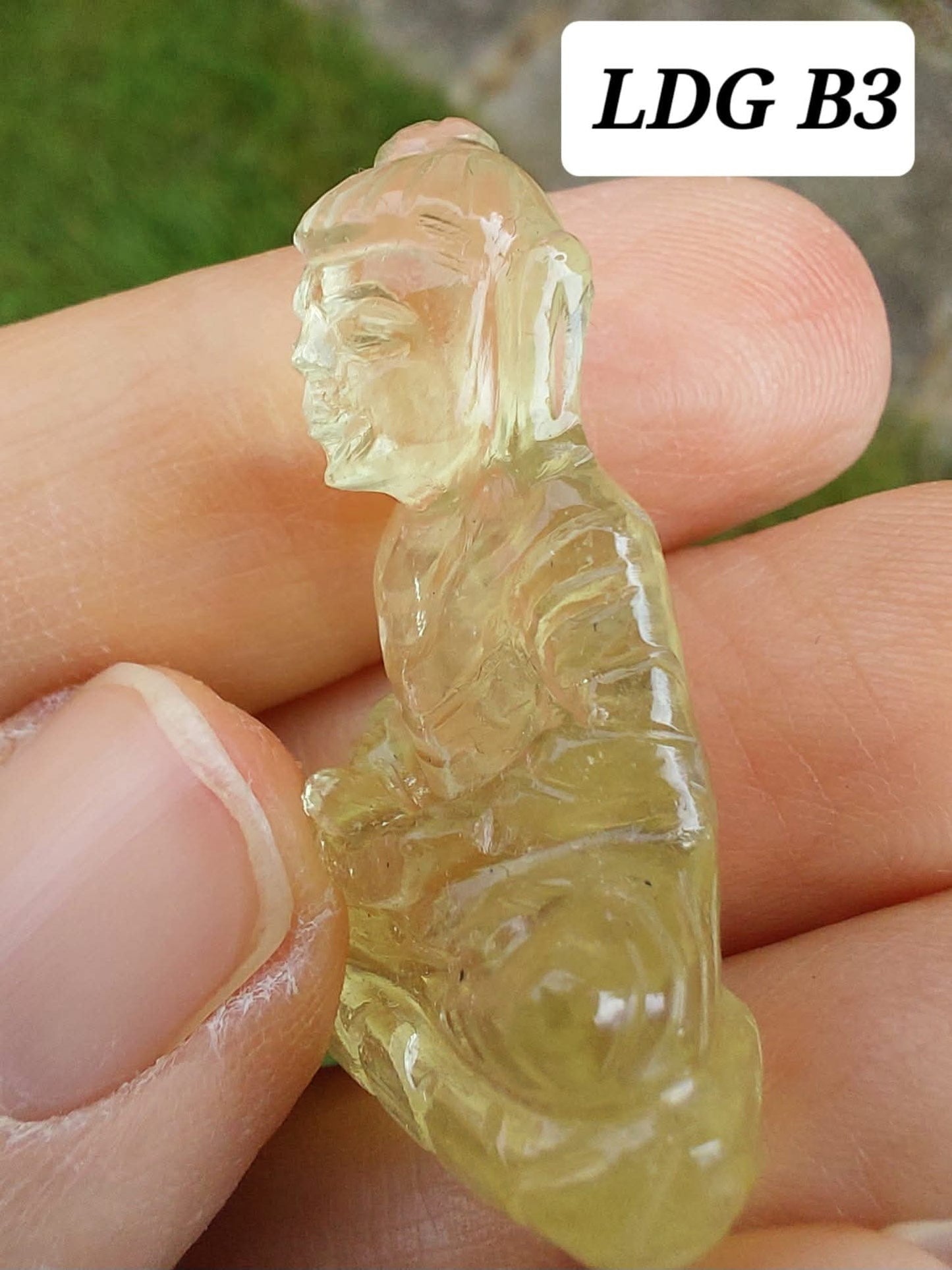 Libyan Desert Glass BUDDHA Carving, 6.80g, Tektite (Ref: LDG B3)