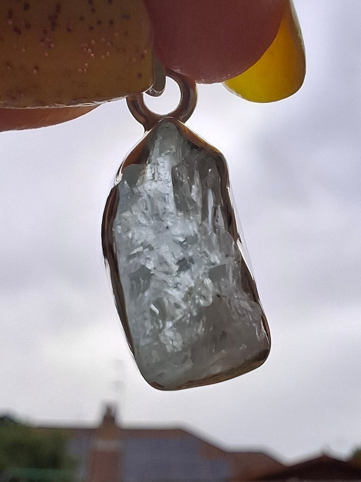 Aquamarine Pendant, 925 Silver, Crystal 🌈 (Ref: AQ4)