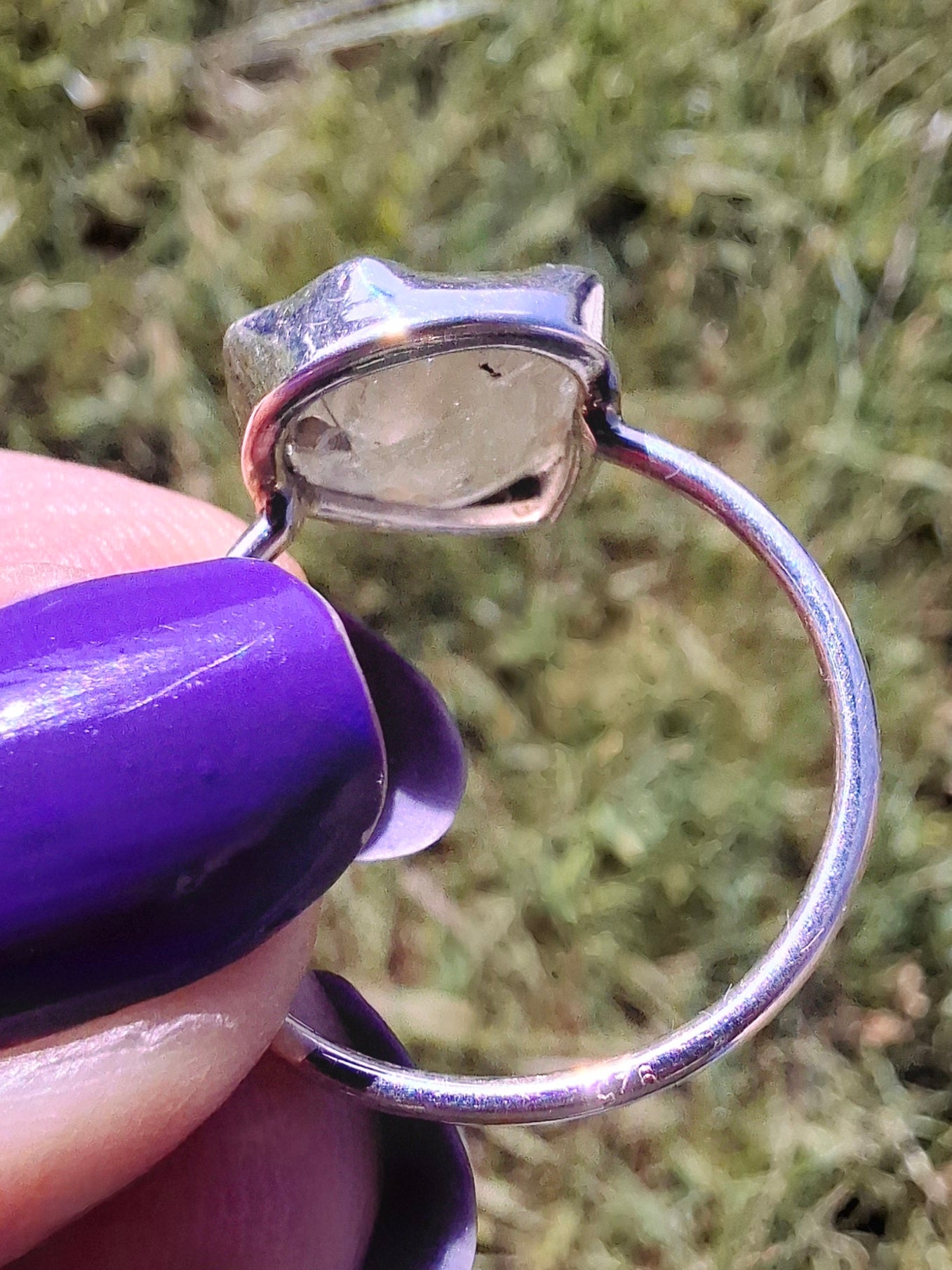 Libyan Desert Glass Ring, size U, 925 Silver, Tektite (Ref: LR52)