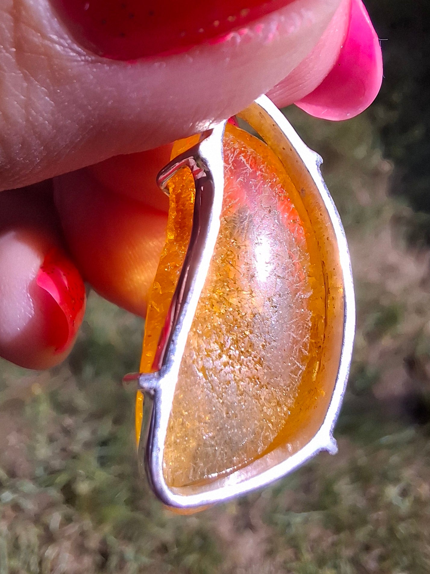 Baltic Amber Pendant, 925 Silver, Fossil (Ref: AP14)