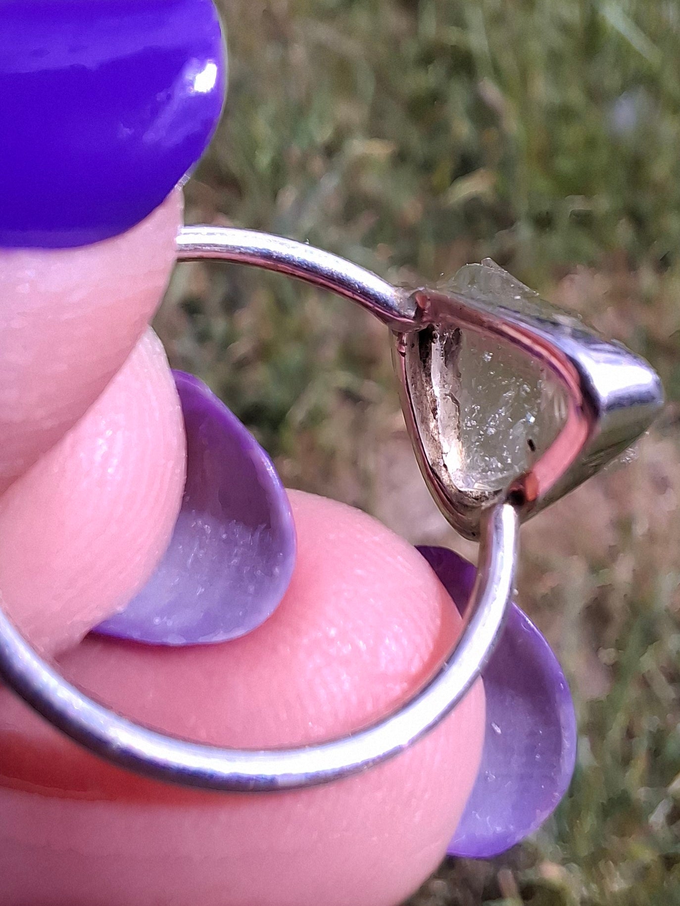 Libyan Desert Glass Ring, size small M, 925 Silver, Tektite (Ref: LR19)