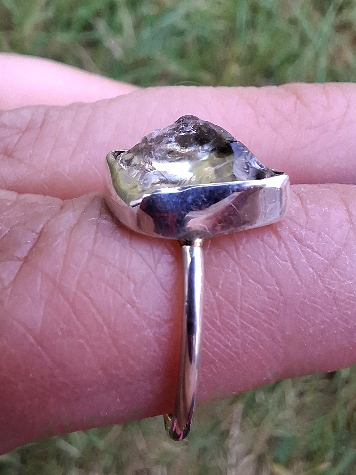 Libyan Desert Glass Ring, size L, 925 Silver, Tektite (Ref: LR18)