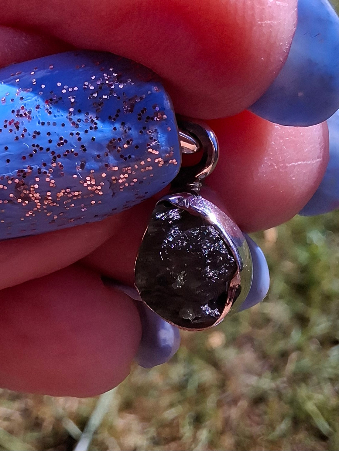 Moldavite Pendant, 925 Silver, Tektite (Ref: P78)