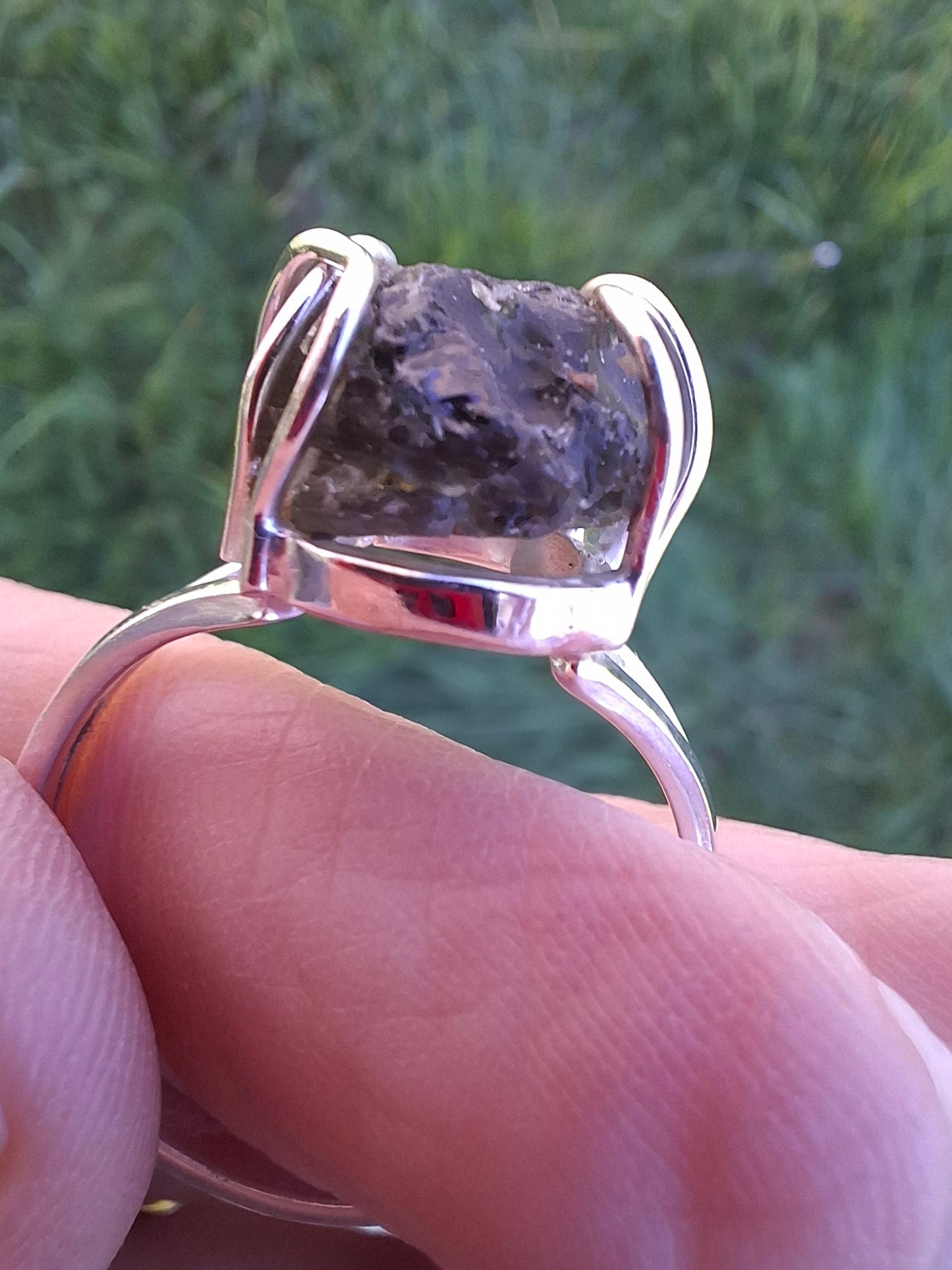 Moldavite Ring, size Y, 925 Silver, Tektite (Ref: R17)