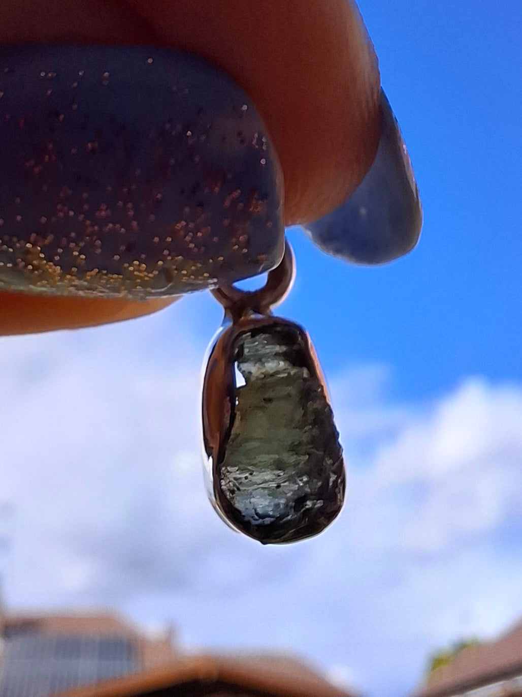 Moldavite Pendant, 925 Silver, Tektite (Ref: P89)