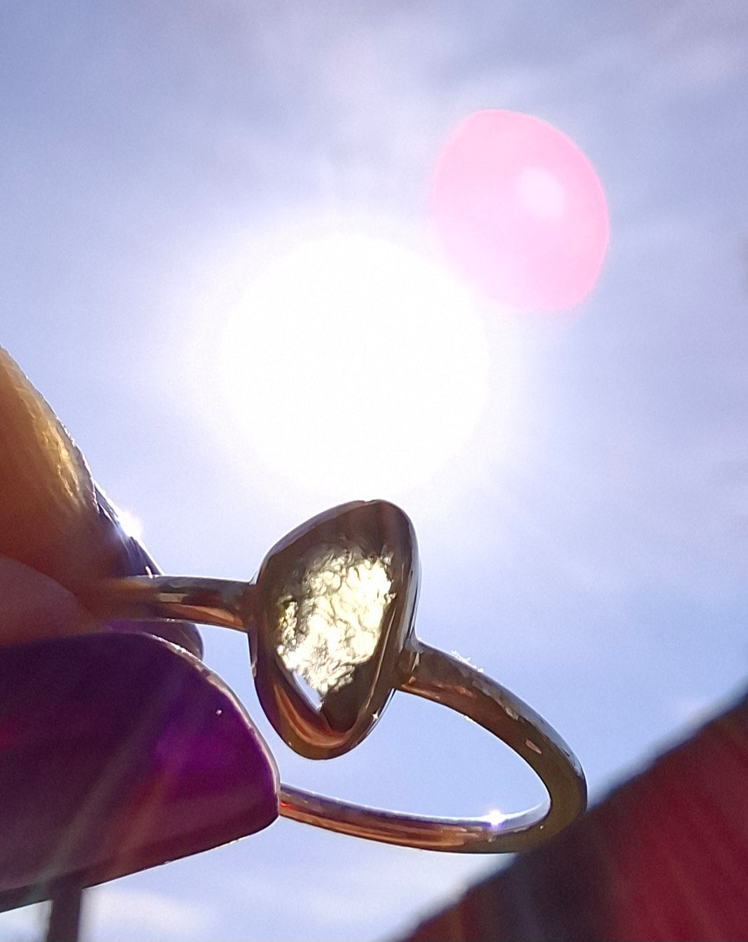 Moldavite Ring, size large L, 925 Silver, Tektite (Ref: R49)