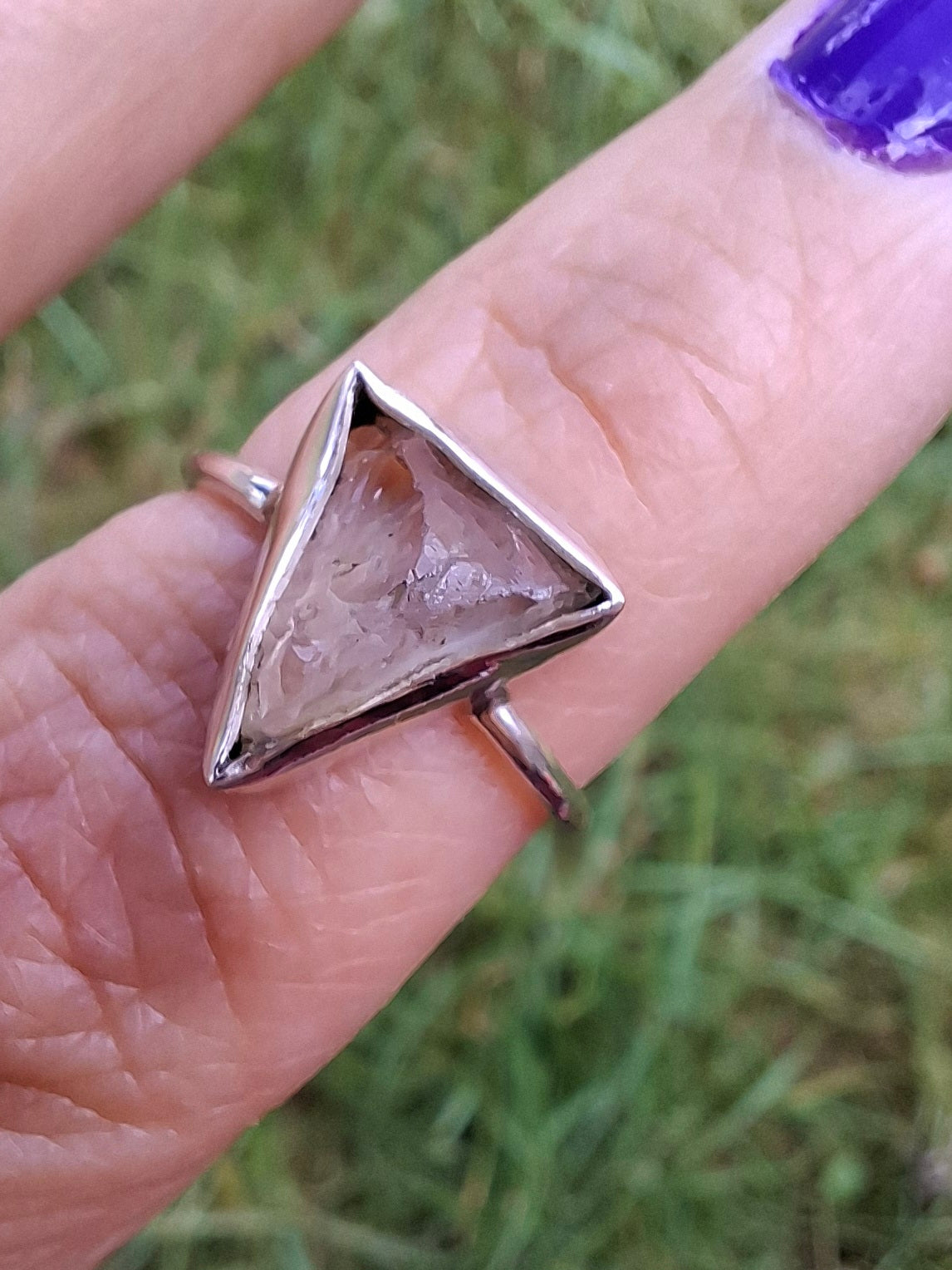 Libyan Desert Glass Ring, size large J/small K, 925 Silver, Tektite (Ref: LR11)