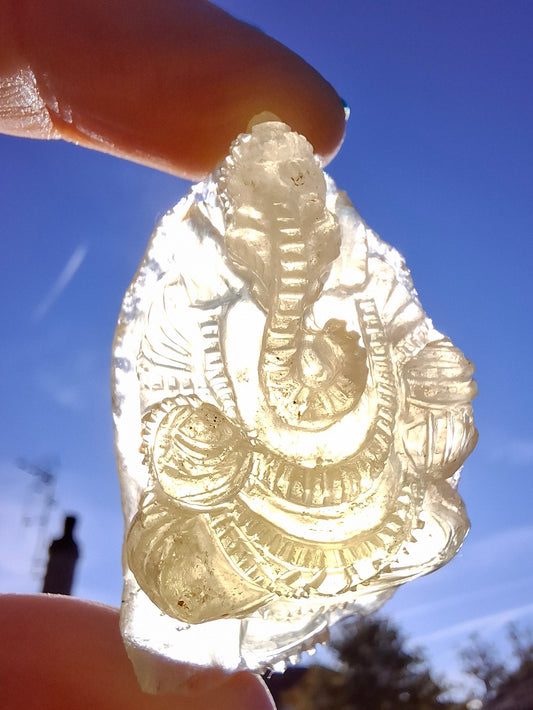 Libyan Desert Glass carving, GANESHA, 26.47g, Tektite (Ref: Ganesha1)