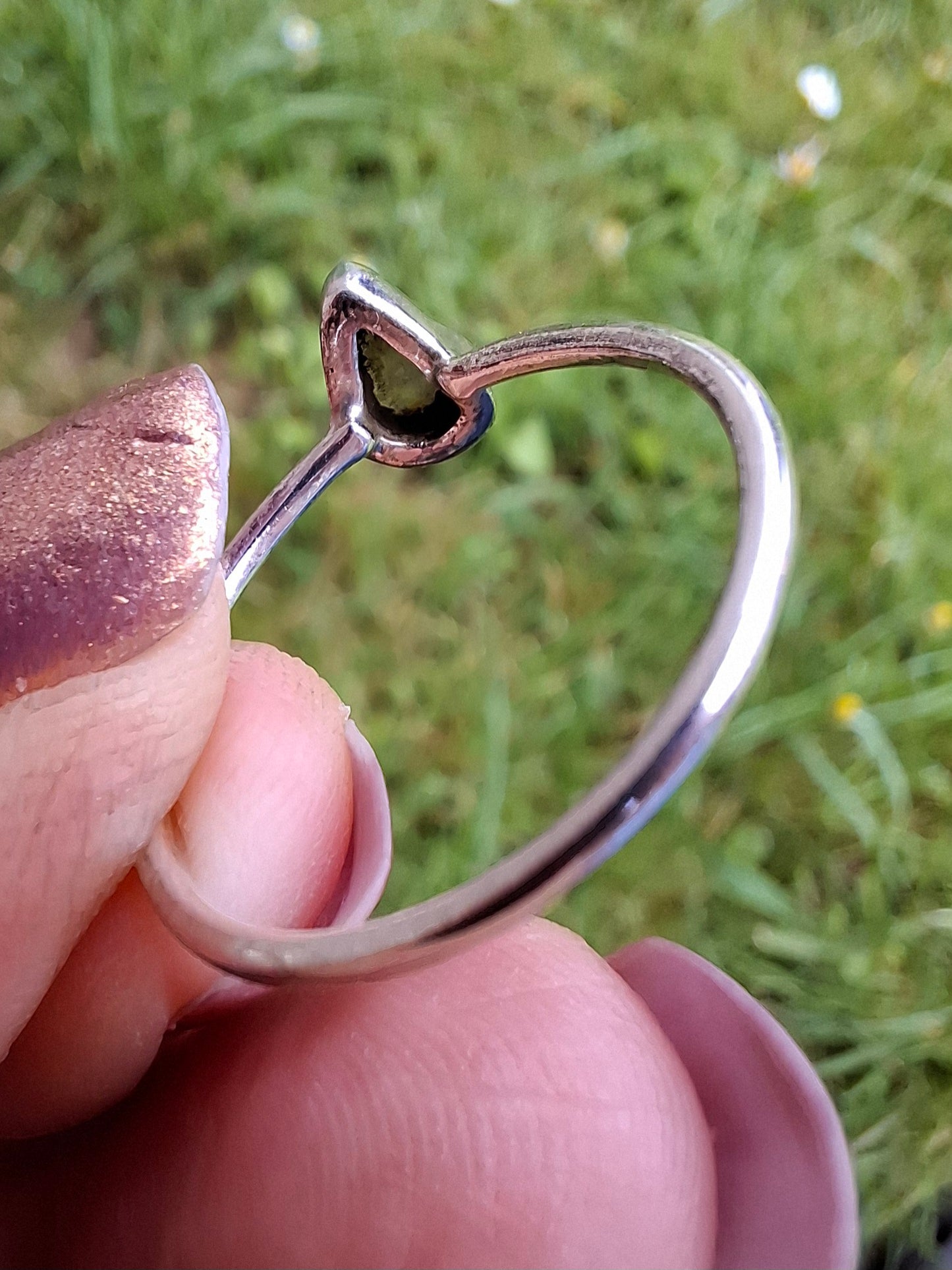 Moldavite Ring, size Q, 925 Silver, Tektite (Ref: R46)