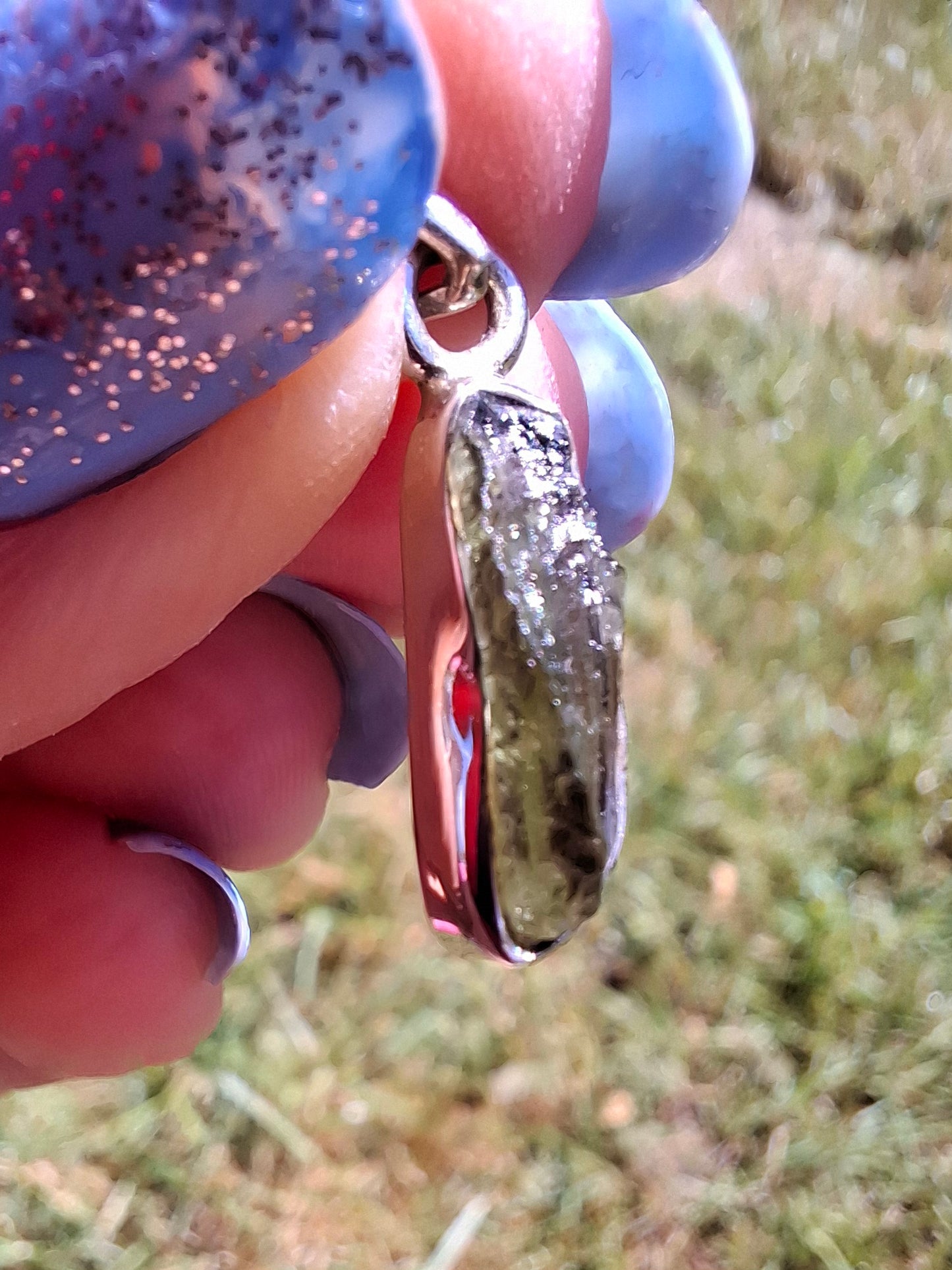 Moldavite Pendant, 925 Silver, Tektite (Ref: P82)