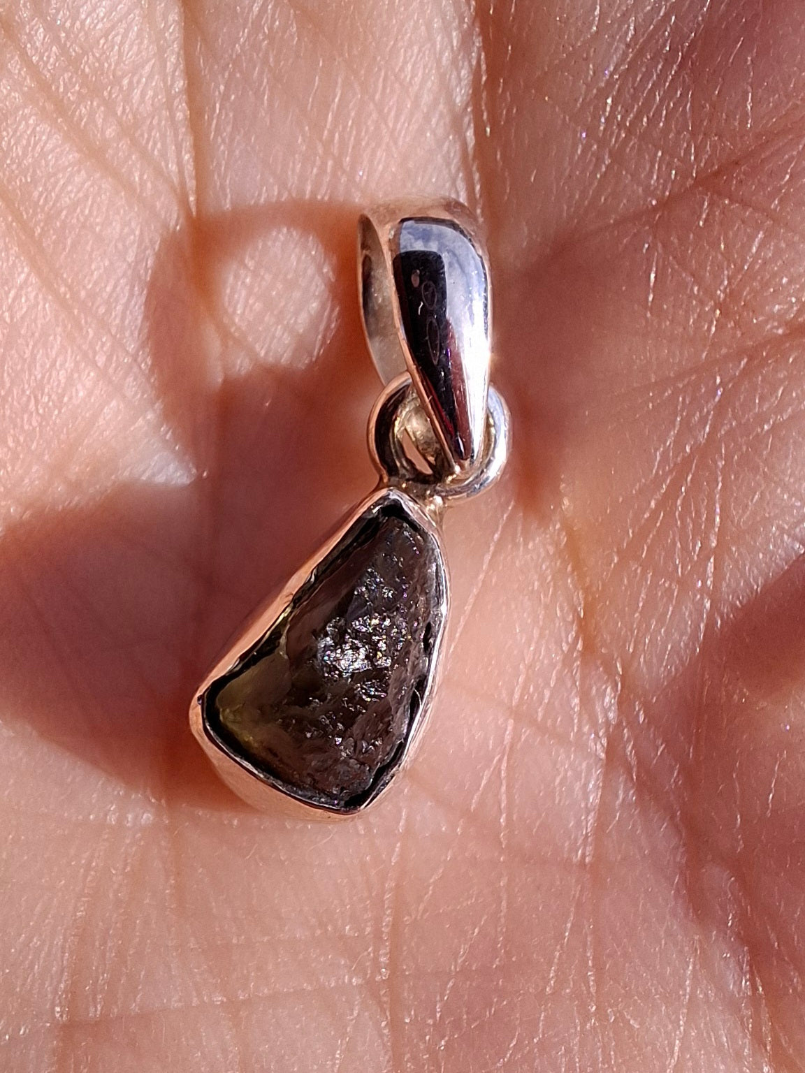 Moldavite Pendant, 925 Silver, Tektite (Ref: P51)
