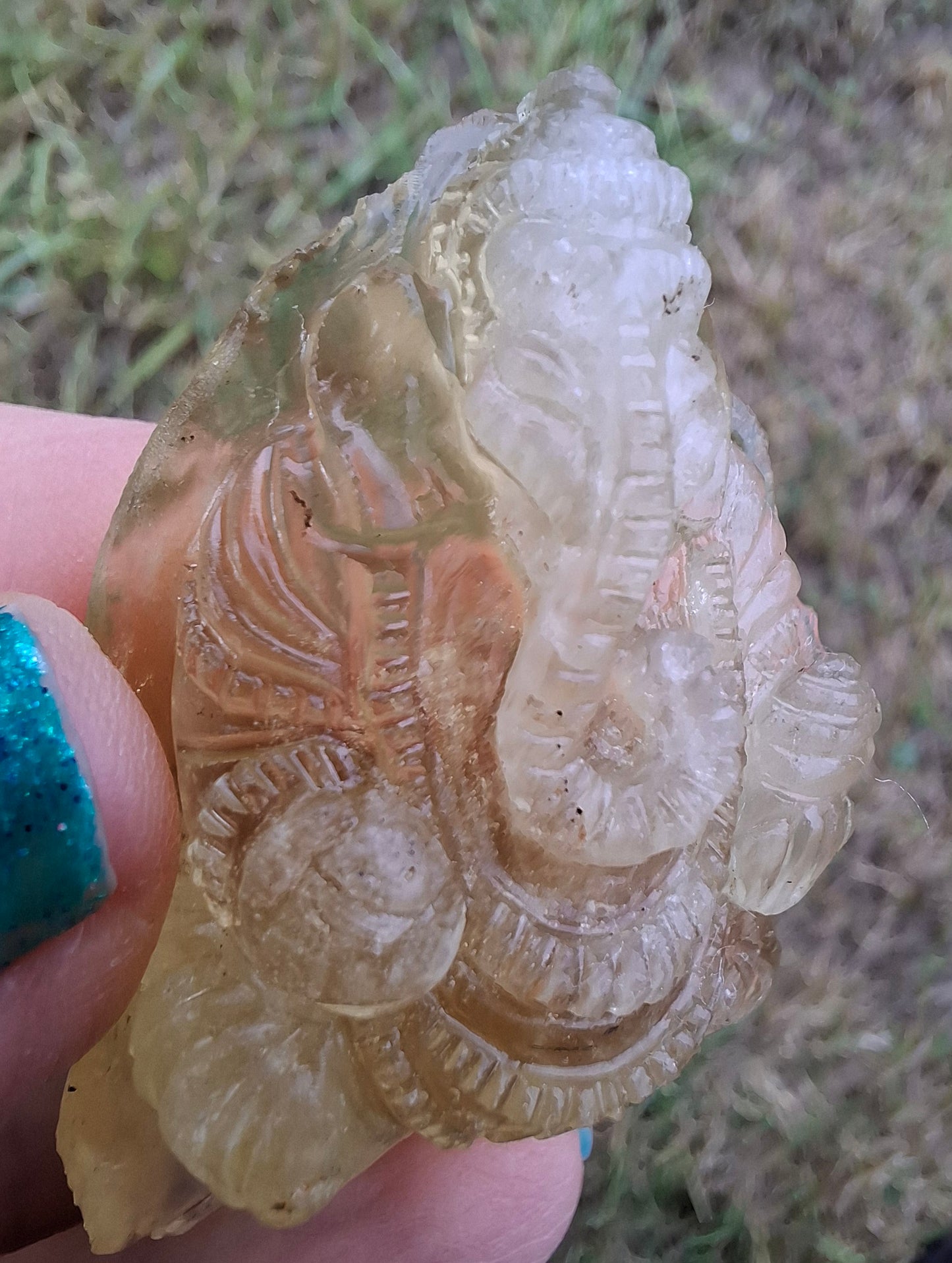 Libyan Desert Glass carving, GANESHA, 26.47g, Tektite (Ref: Ganesha1)