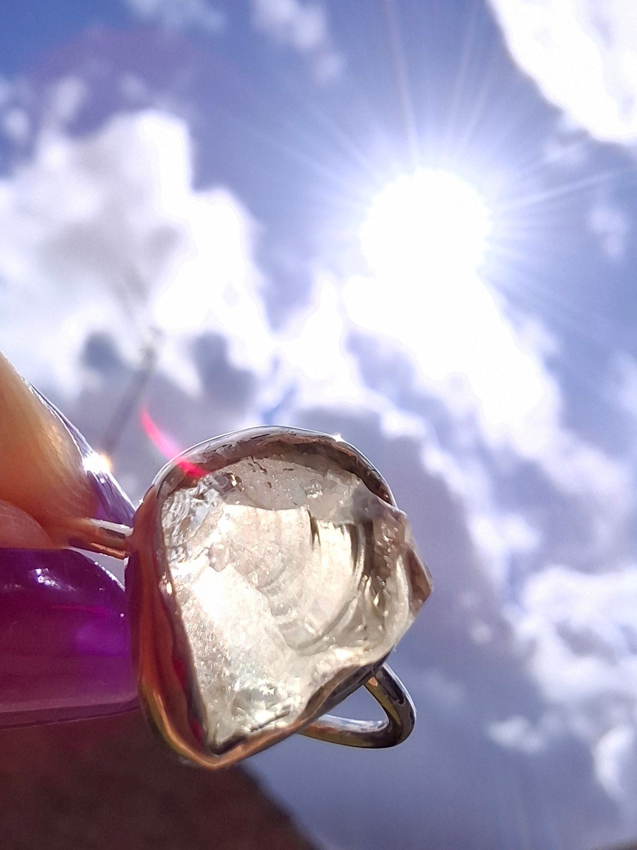 Libyan Desert Glass Ring, size large S/small T, 925 Silver, Tektite (Ref: LR47)
