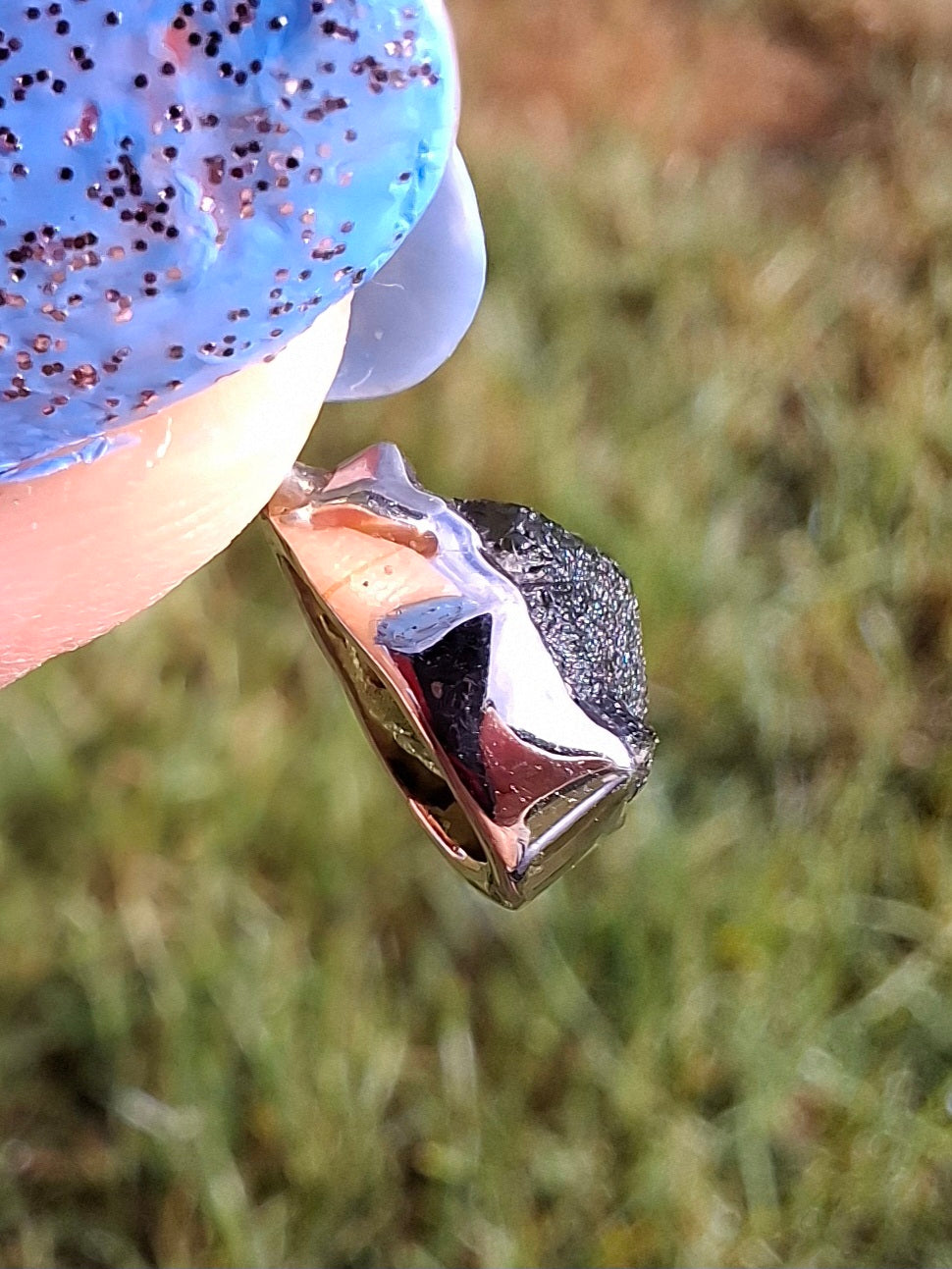 Moldavite Pendant, 925 Silver, Tektite (Ref: P59)