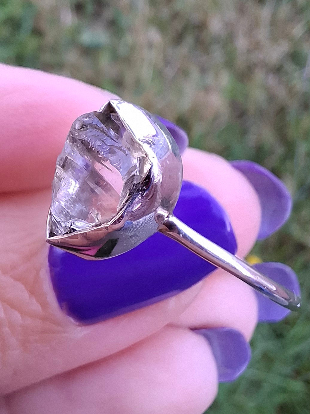 Libyan Desert Glass Ring, size large T/small U, 925 Silver, Tektite (Ref: LR51)