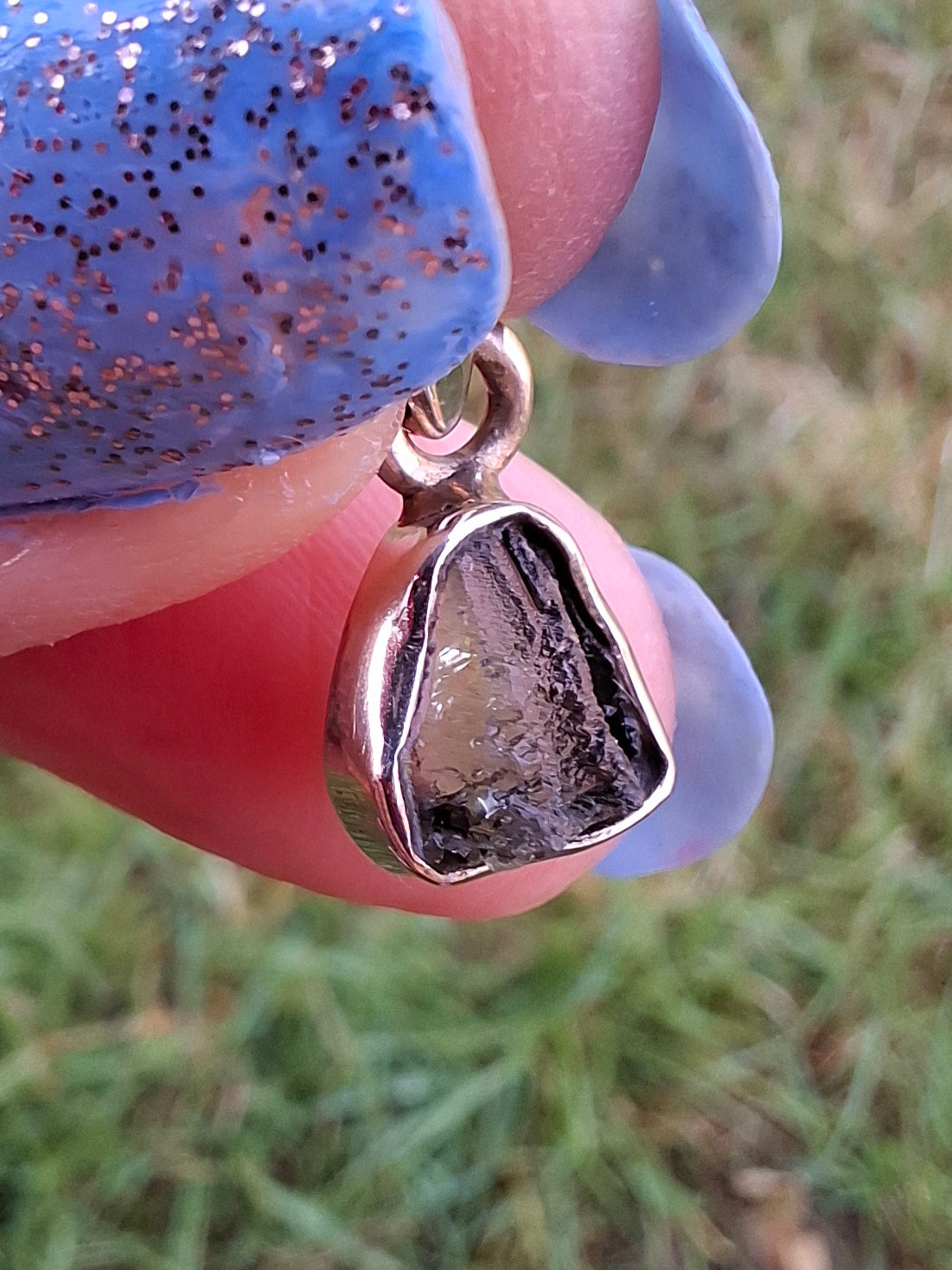 Moldavite Pendant, 925 Silver, Tektite (Ref: P55)