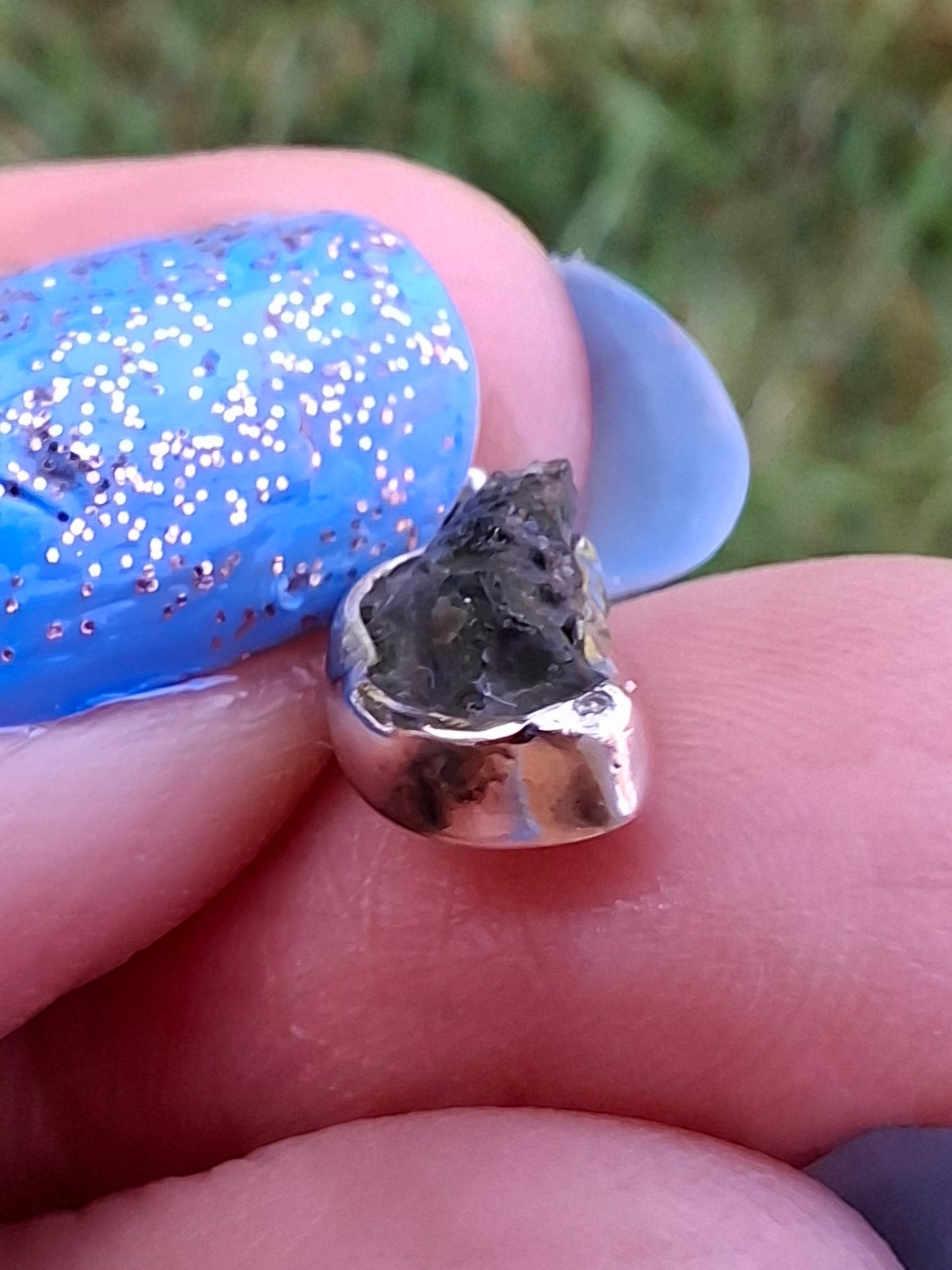 Moldavite Pendant, 925 Silver, Tektite (Ref: P39)