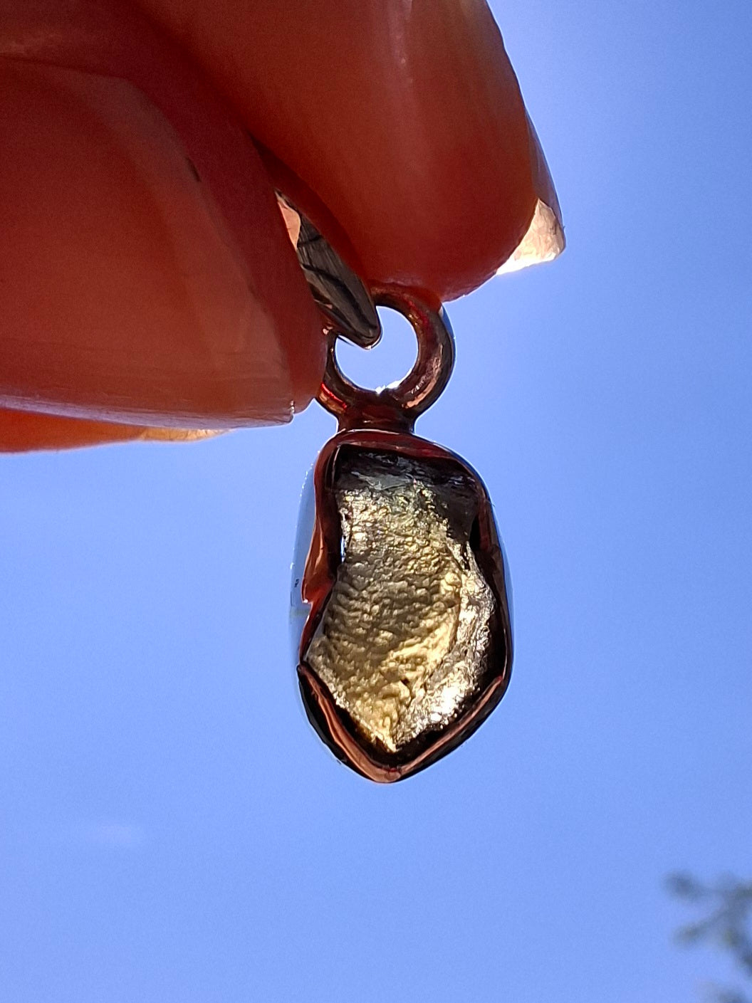 Moldavite Pendant, 925 Silver, Tektite (Ref: P36)