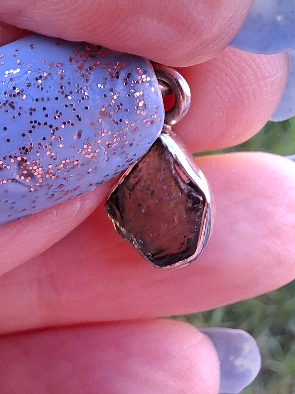 Moldavite Pendant, 925 Silver, Tektite (Ref: P88)