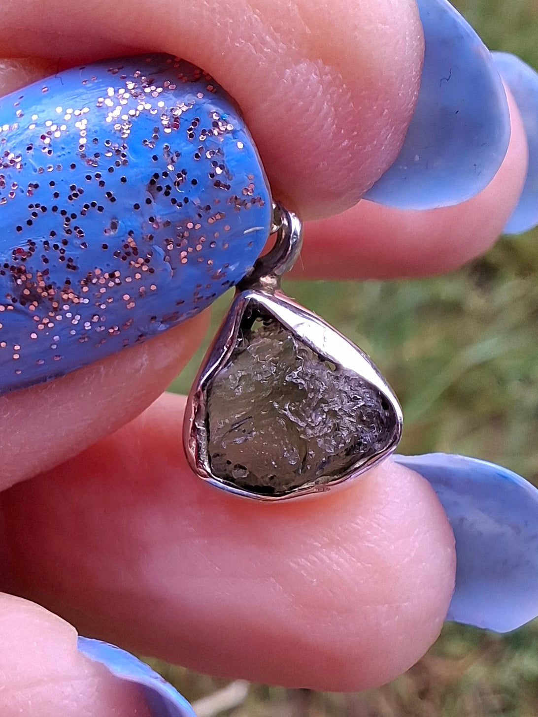 Moldavite Pendant, 925 Silver, Tektite (Ref: P69)