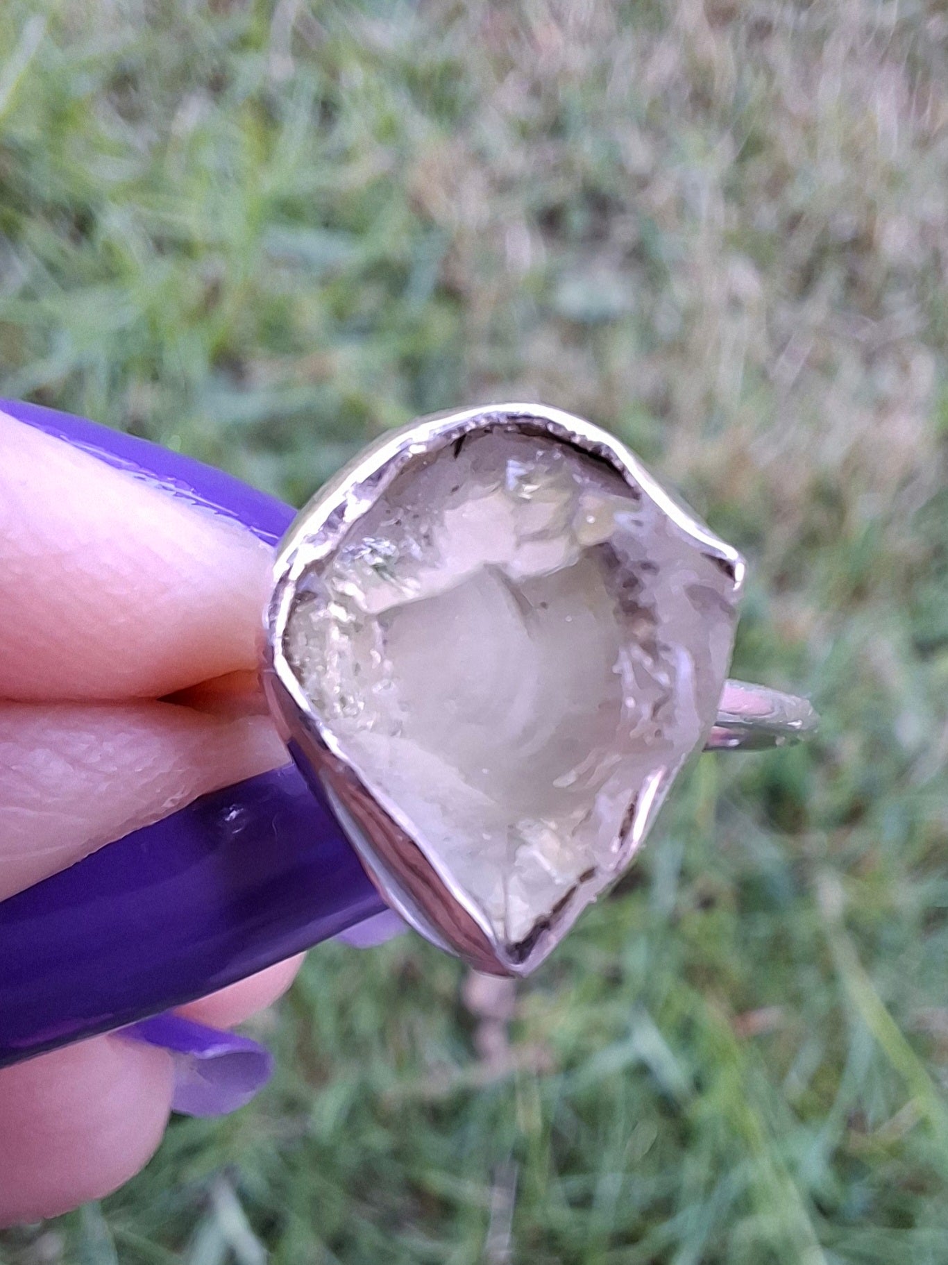 Libyan Desert Glass Ring, size large S/small T, 925 Silver, Tektite (Ref: LR47)