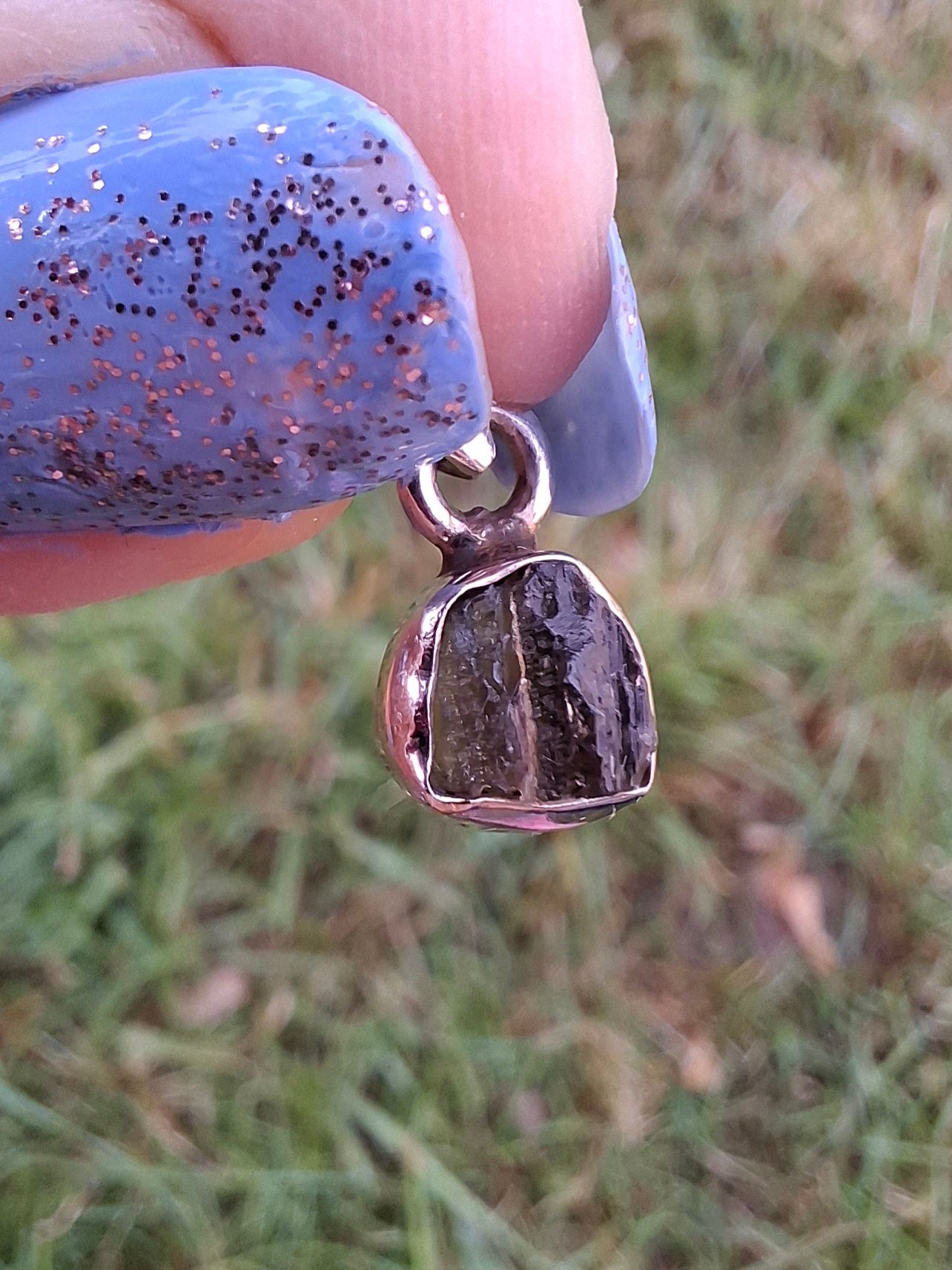 Moldavite Pendant, 925 Silver, Tektite (Ref: P50)