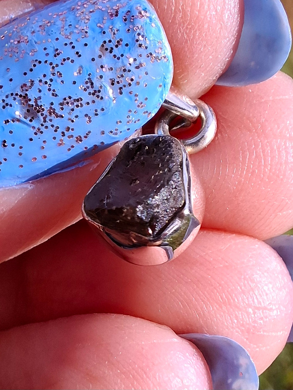 Moldavite Pendant, 925 Silver, Tektite (Ref: P56)