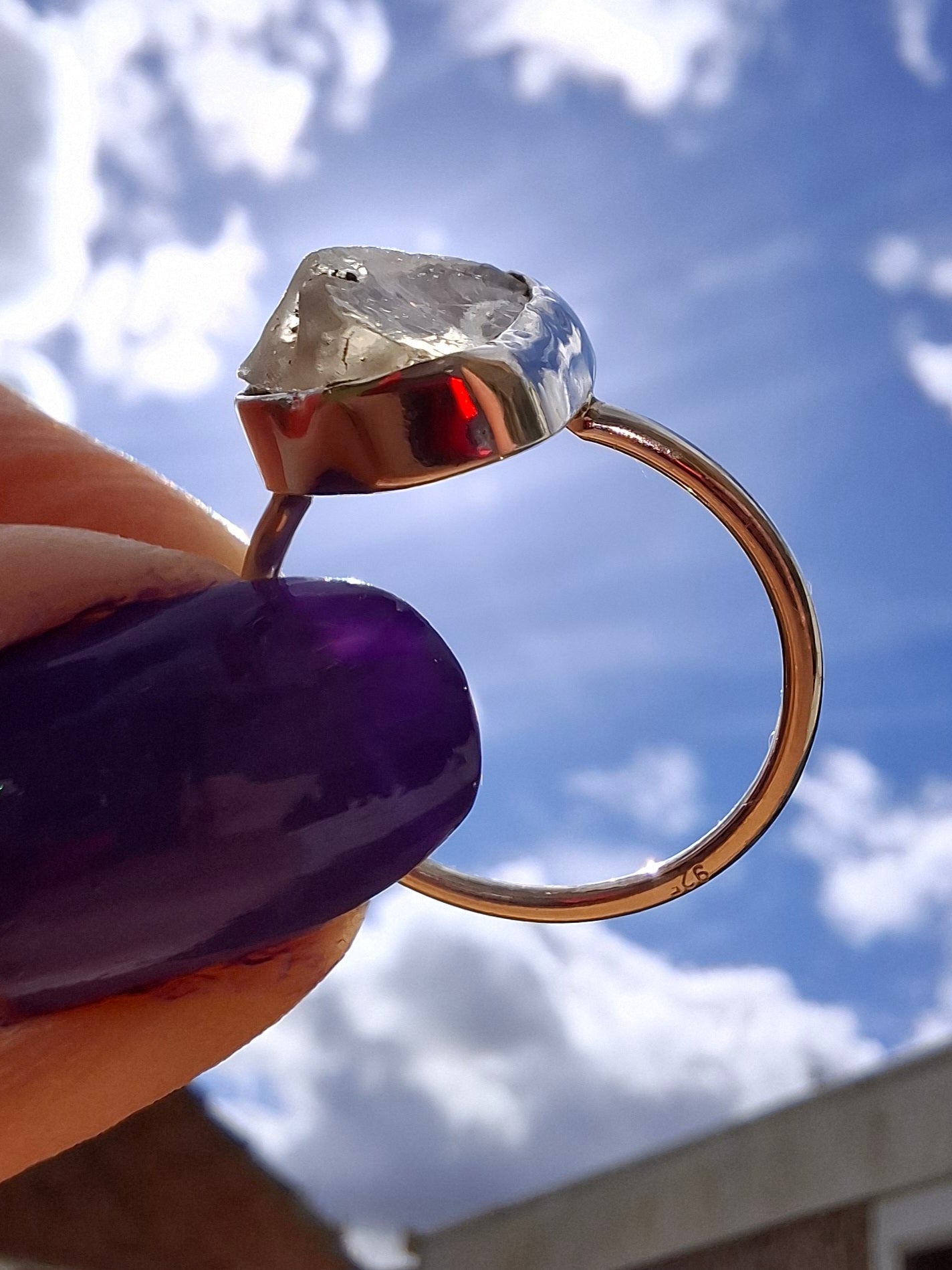 Libyan Desert Glass Ring, size large P, 925 Silver, Tektite (Ref: LR28)