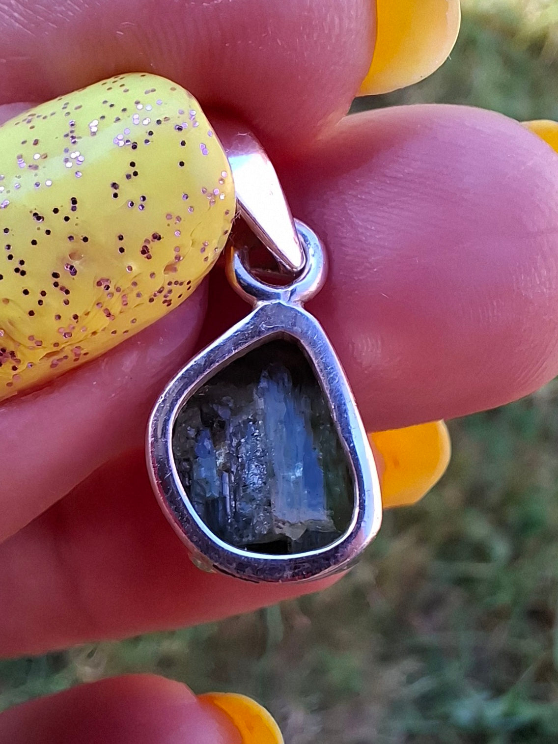 Green Tourmaline Pendant, 925 Silver, Crystal (Ref: GT13)
