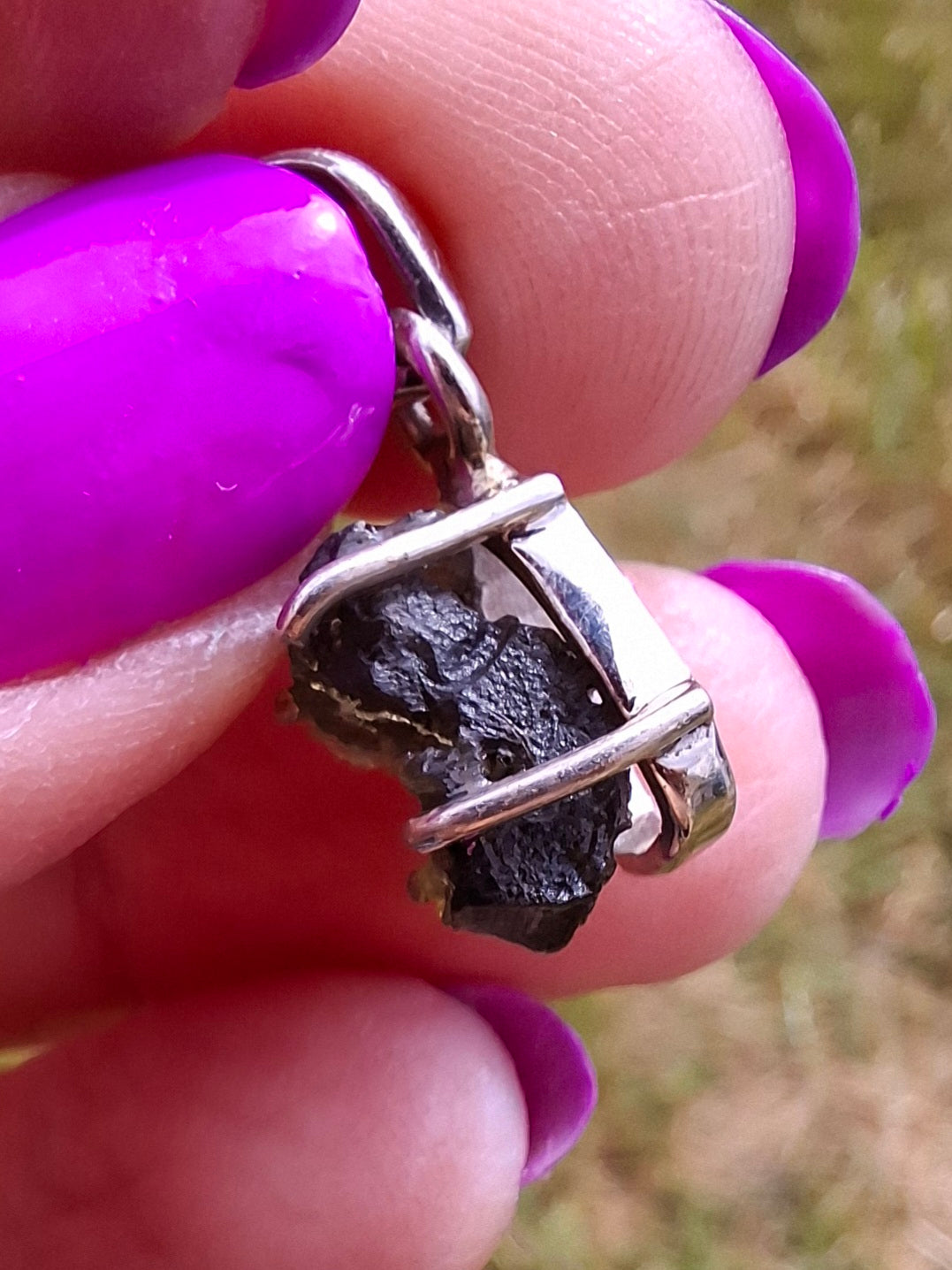 Moldavite Claw Pendant, 925 Silver, Tektite (Ref: P21)