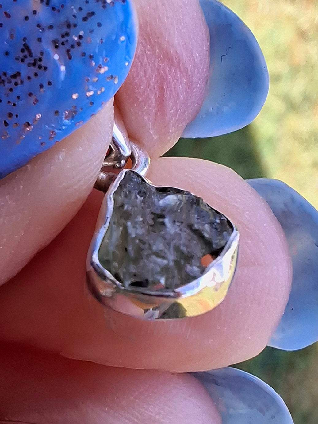Moldavite Pendant, 925 Silver, Tektite (Ref: P81)